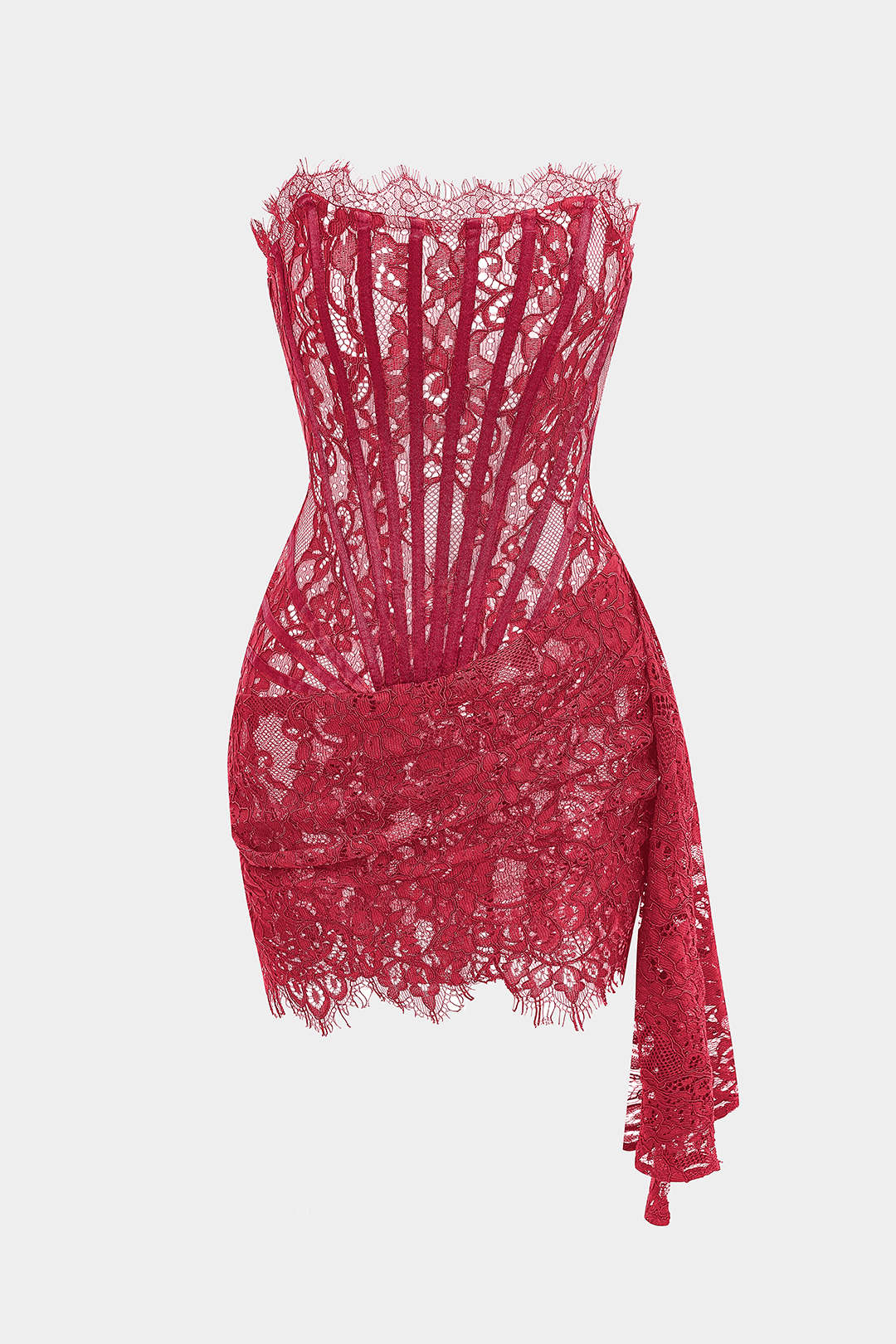 Lace Tie-Back Strapless Sleeveless Mini Dress - Image 10