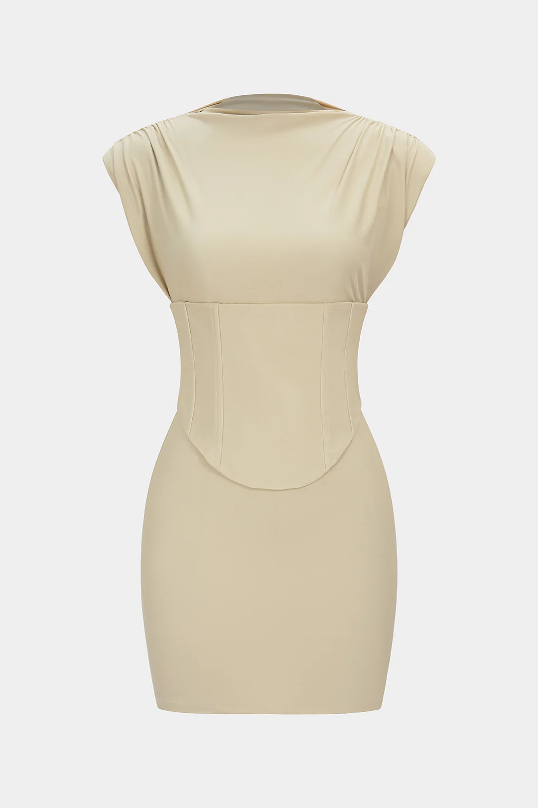 Belted Tie Back Shoulder Pads Sleeveless Mini Dress