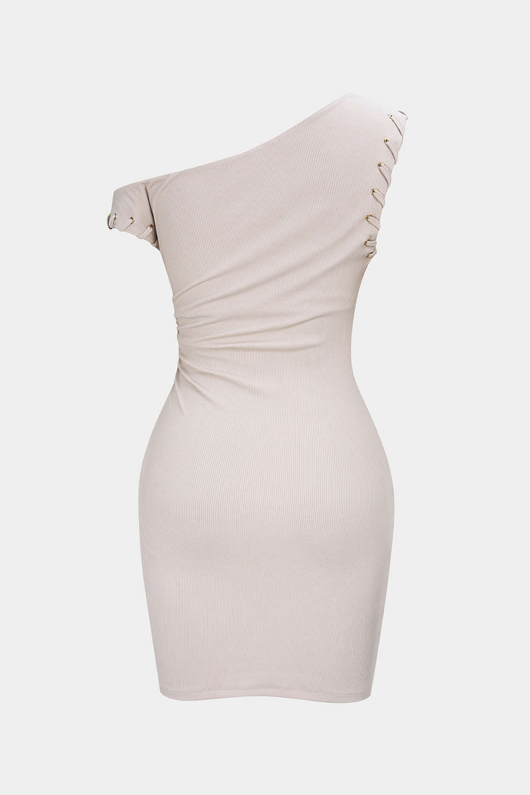 One Shoulder Asymmetrical Ruched Sleeveless Mini Dress - Image 3