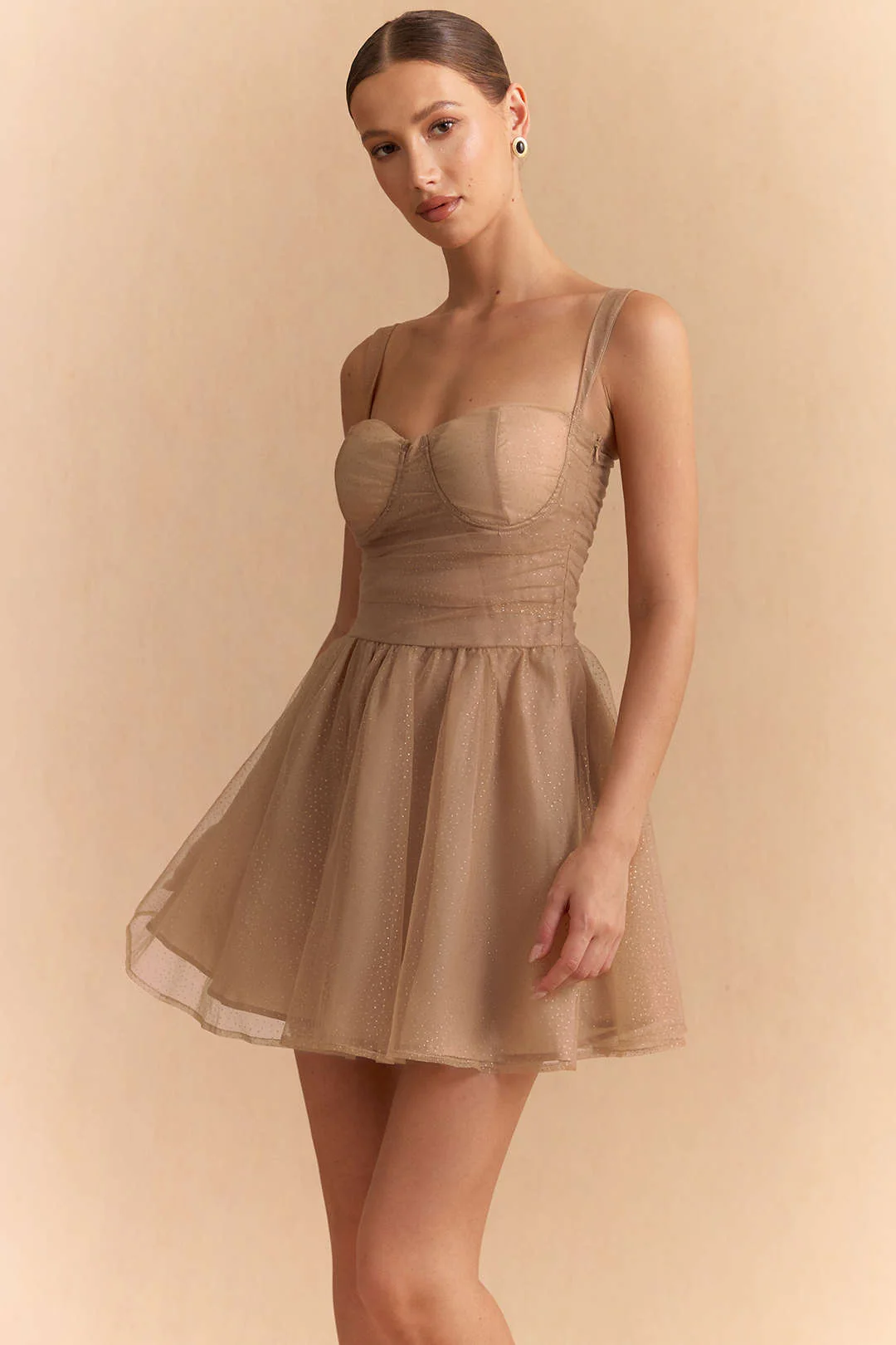 Chiffon Patchwork Bow Butterfly Ruched Slip Sleeveless Mini Dress