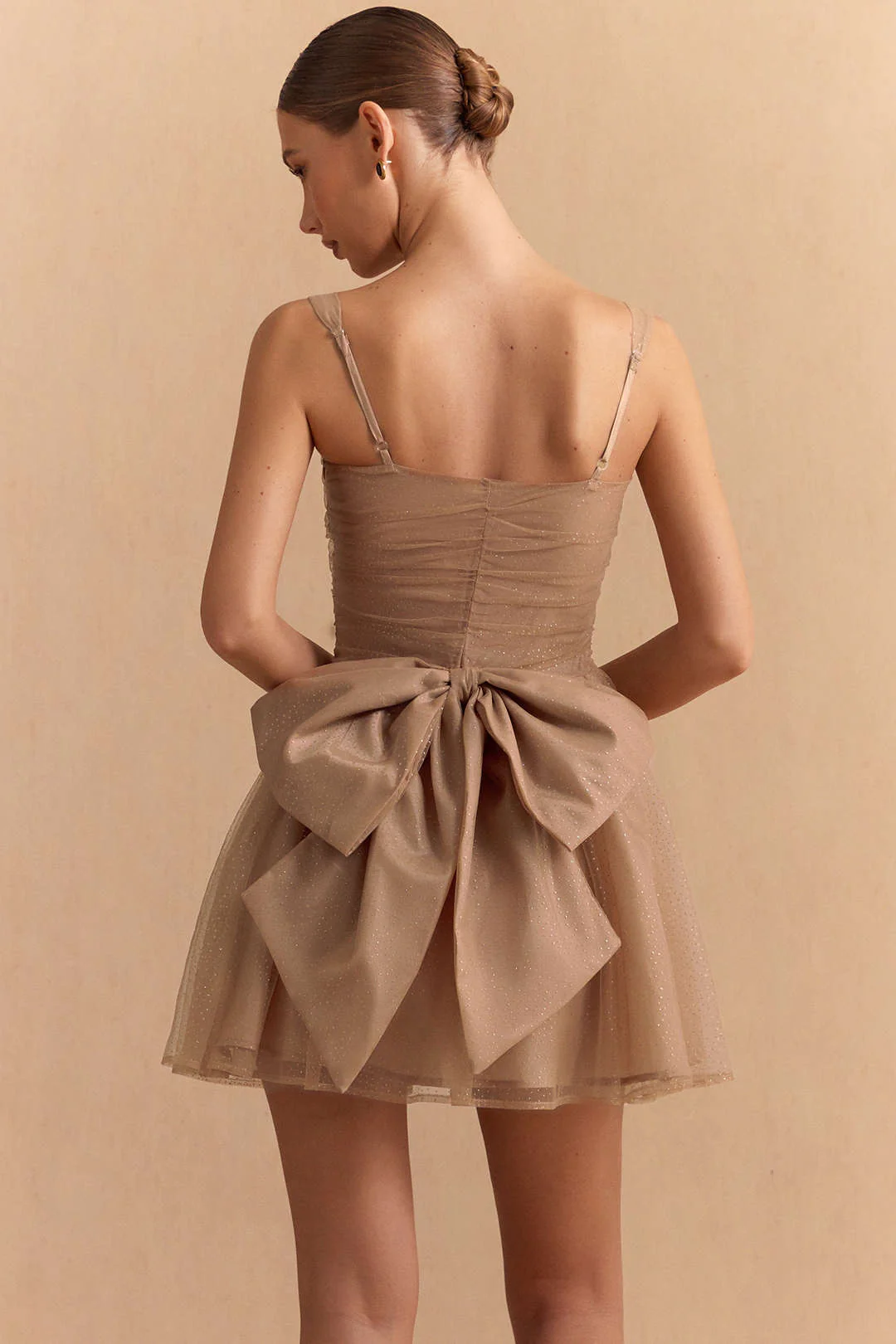 Chiffon Patchwork Bow Butterfly Ruched Slip Sleeveless Mini Dress - Image 2