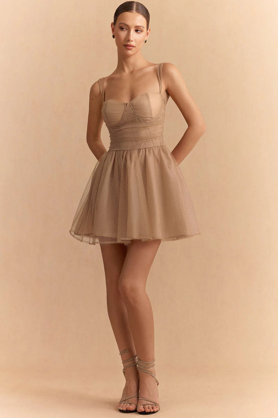 Chiffon Patchwork Bow Butterfly Ruched Slip Sleeveless Mini Dress - Image 5