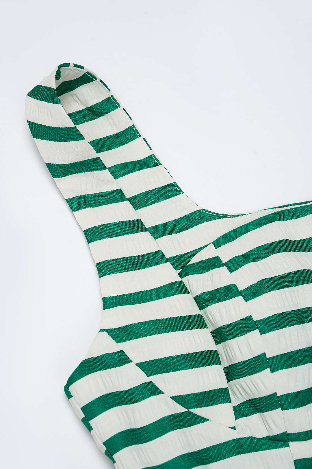 Stripes Print Square Neck Ruched Sleeveless Mini Dress - Image 3