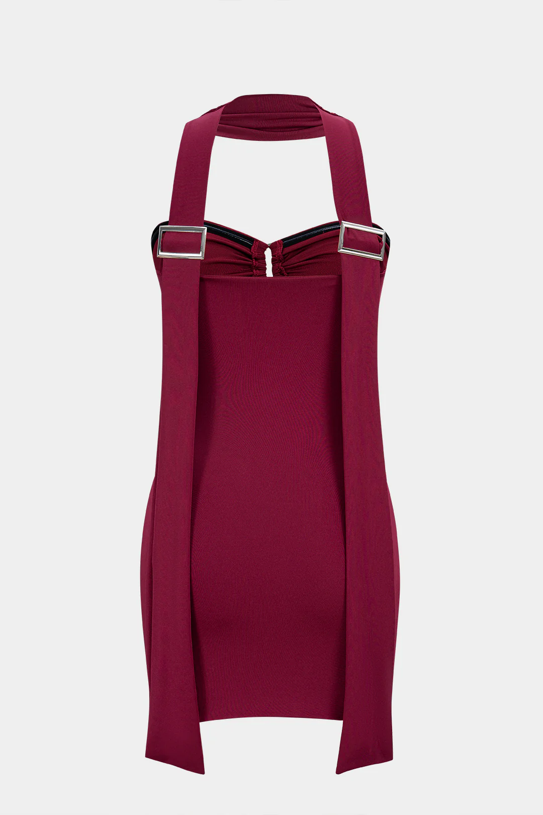 Metallic Halter Neck Ruched Cut Out Sleeveless Mini Dress - Image 2