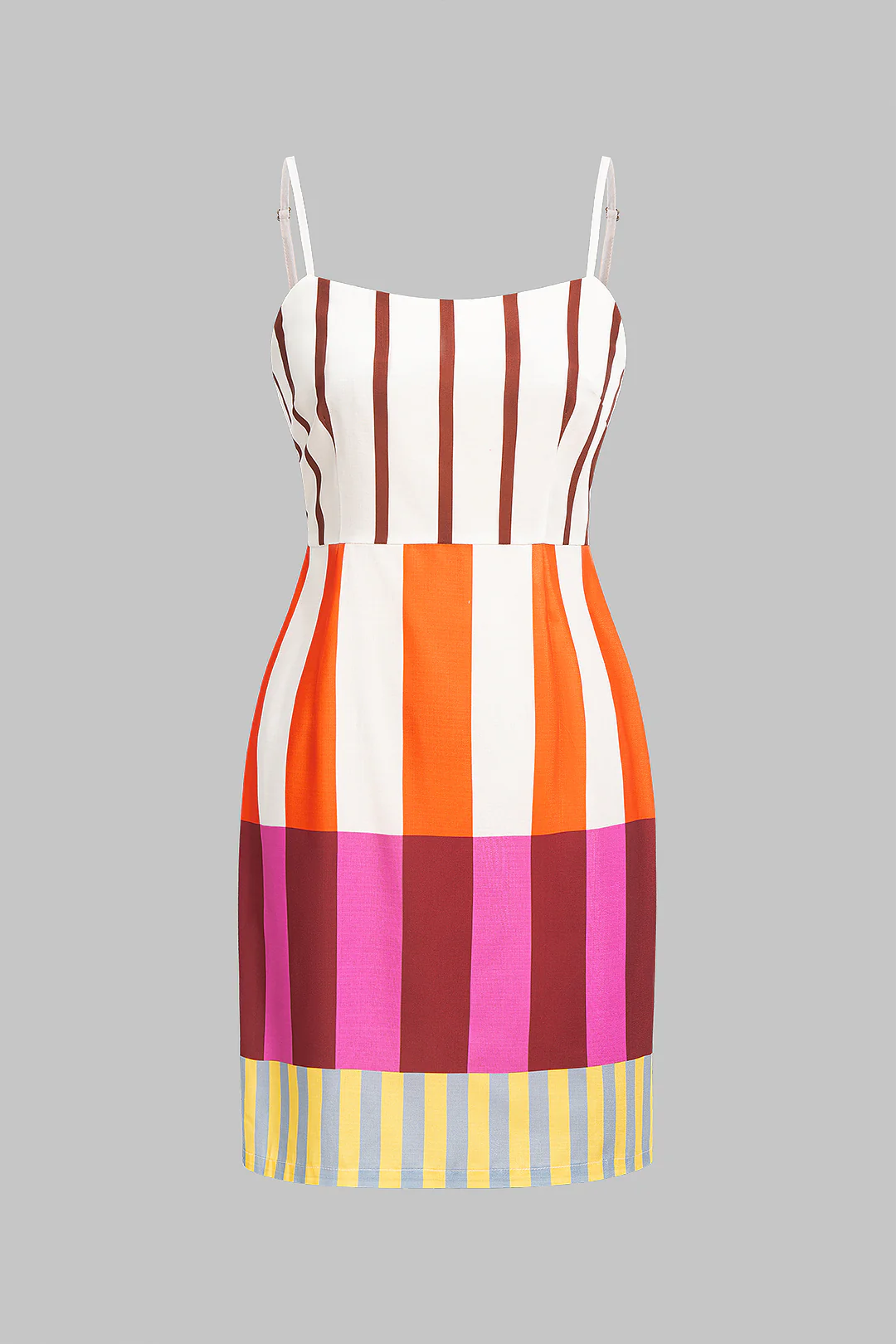 Stripes Contrast Print Sleeveless Mini Dress