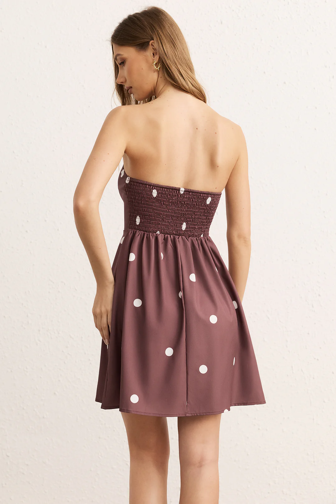 Polka Dots Print Strapless Sleeveless Mini Dress - Image 2