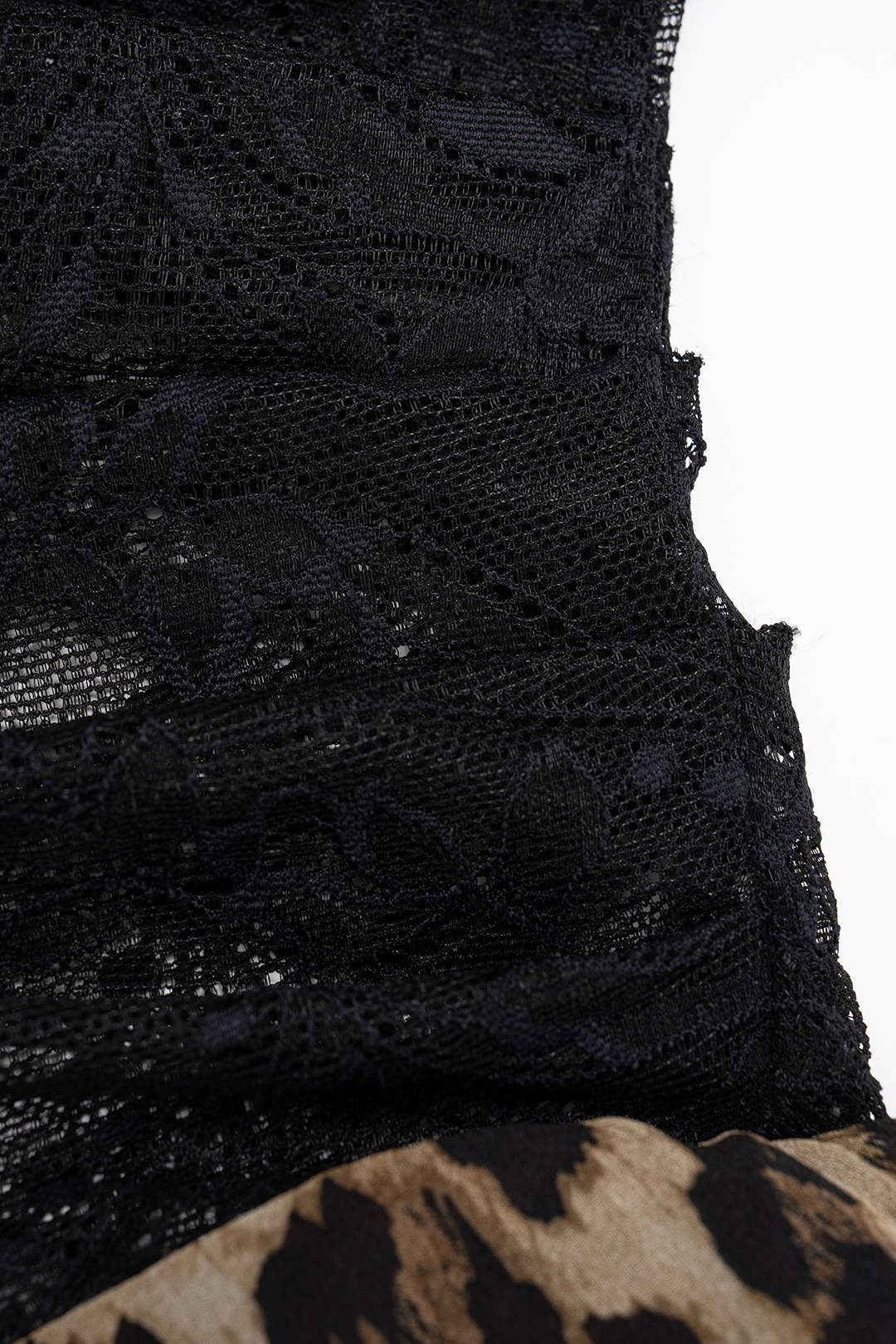 Leopard Print Lace Patchwork Asymmetrical Hem Sleeveless Mini Dress - Image 3