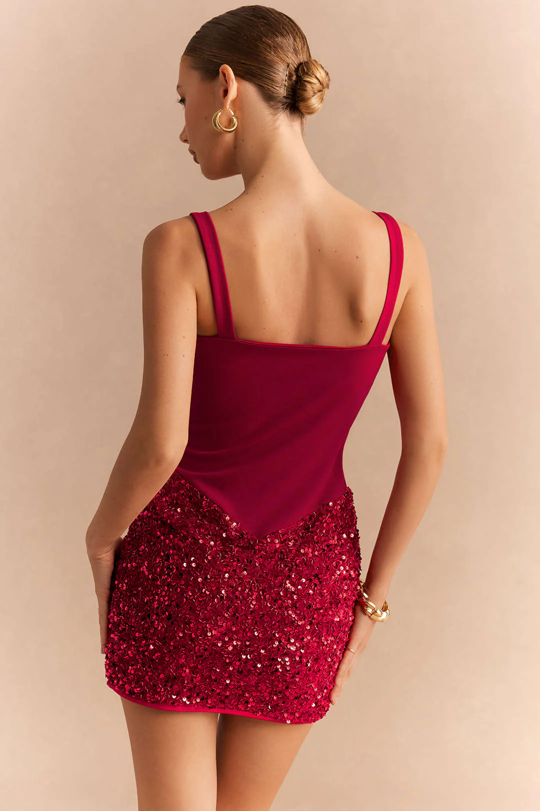 Patchwork Sequin Sleeveless Mini Dress - Image 2