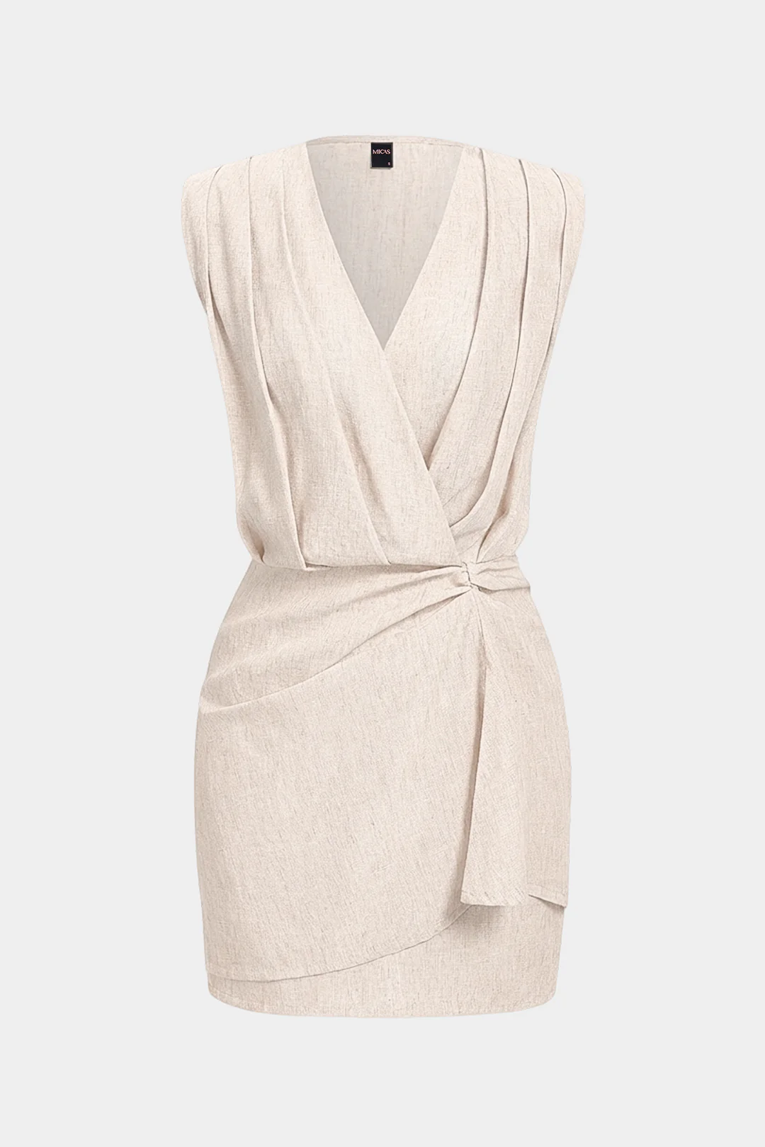 V-Neck Ruched Asymmetrical Sleeveless Mini Dress - Image 6