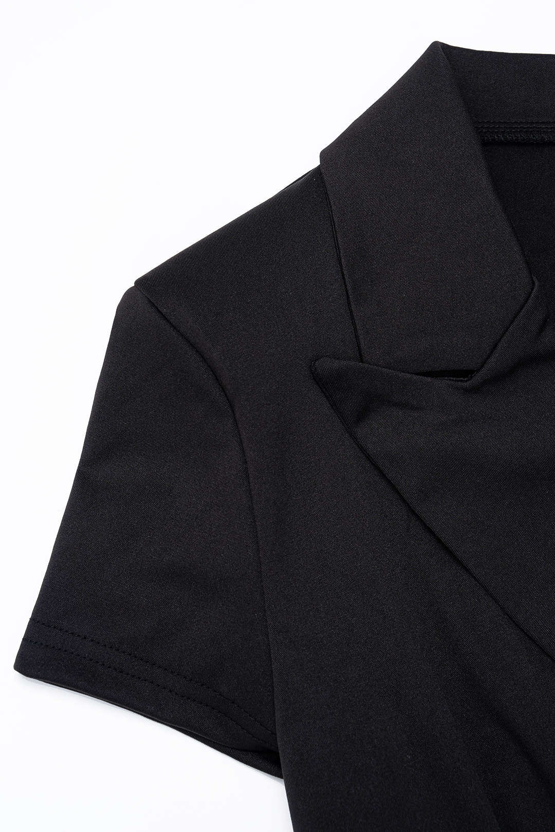 Deep V-Neck Pleated Short Sleeve Mini Dress - Image 3