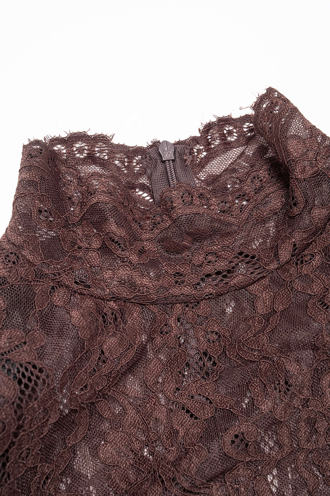 Sheer Lace Mock Neck Ruched Short Sleeve Mini Dress - Image 5