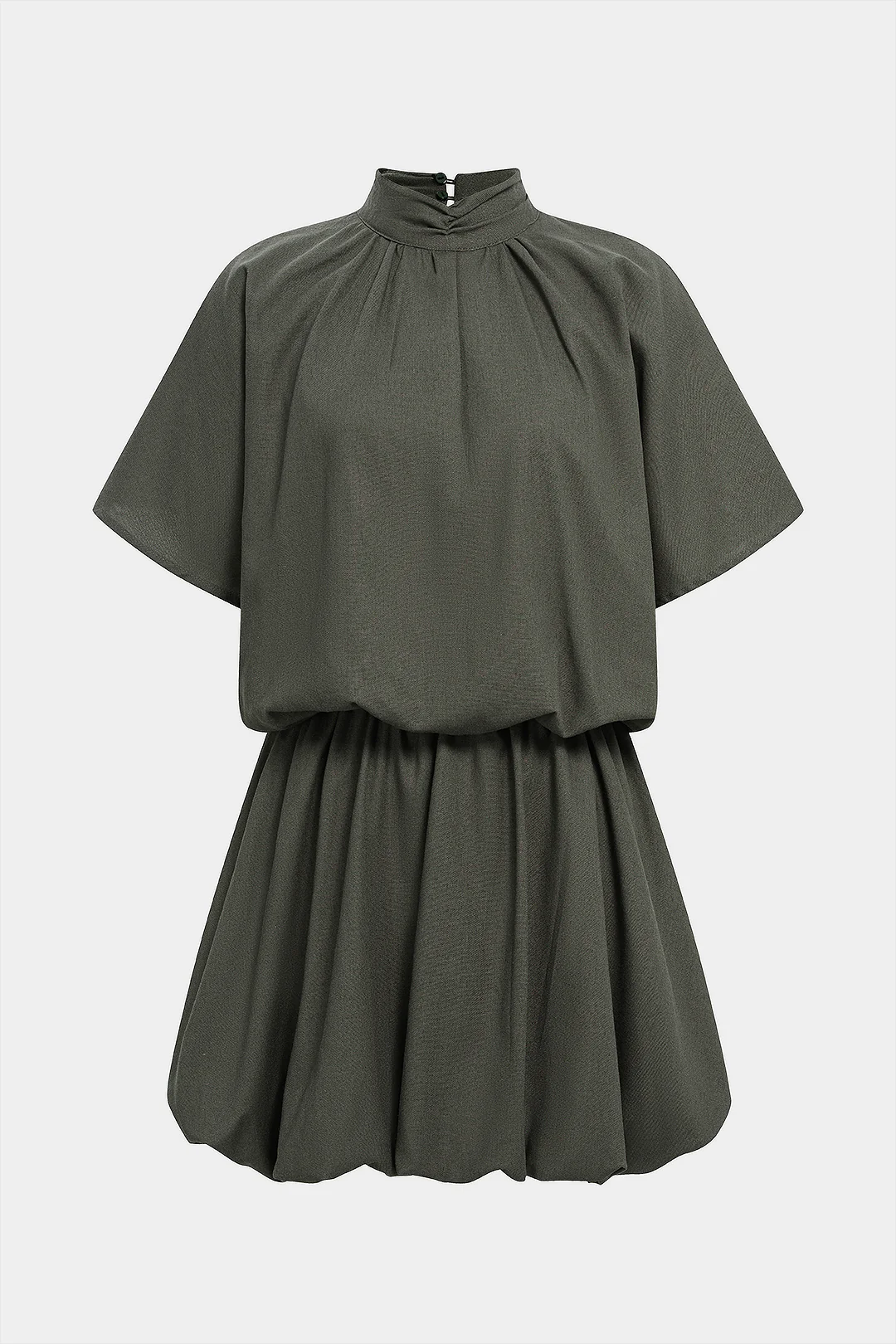 Mock Neck Ruched Short Sleeve Mini Dress