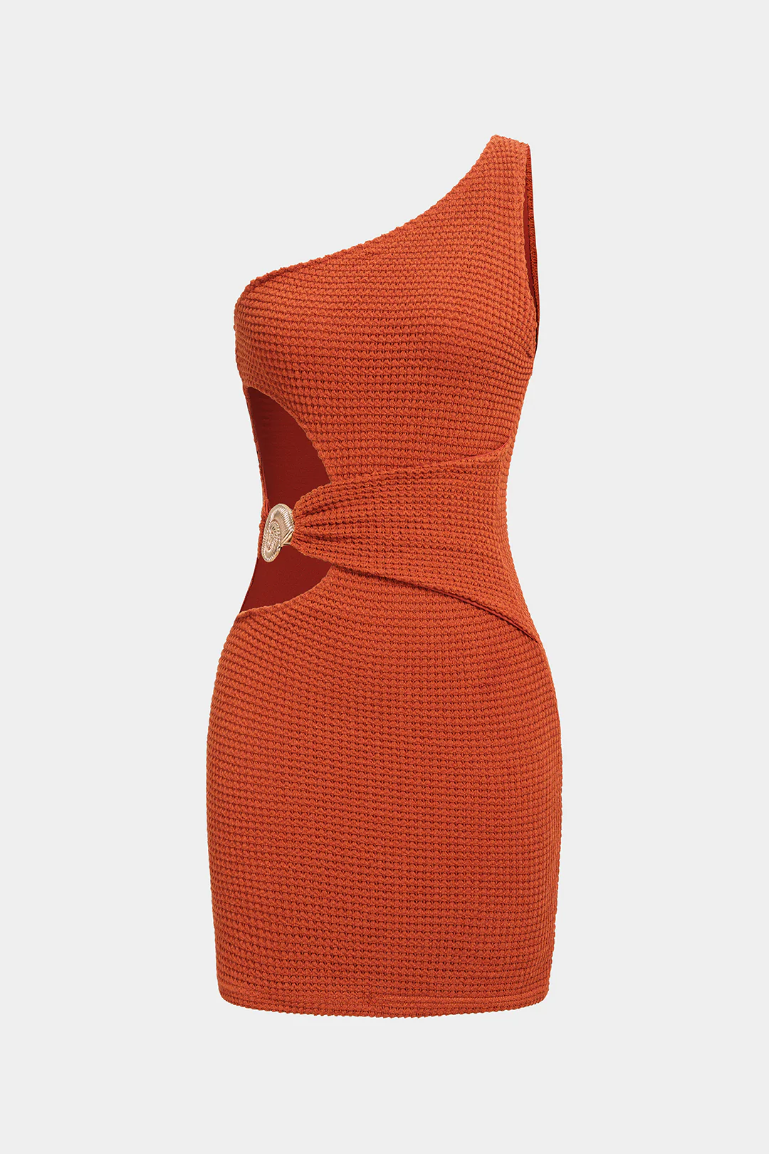 One Shoulder Metallic Cut Out Asymmetrical Sleeveless Mini Dress