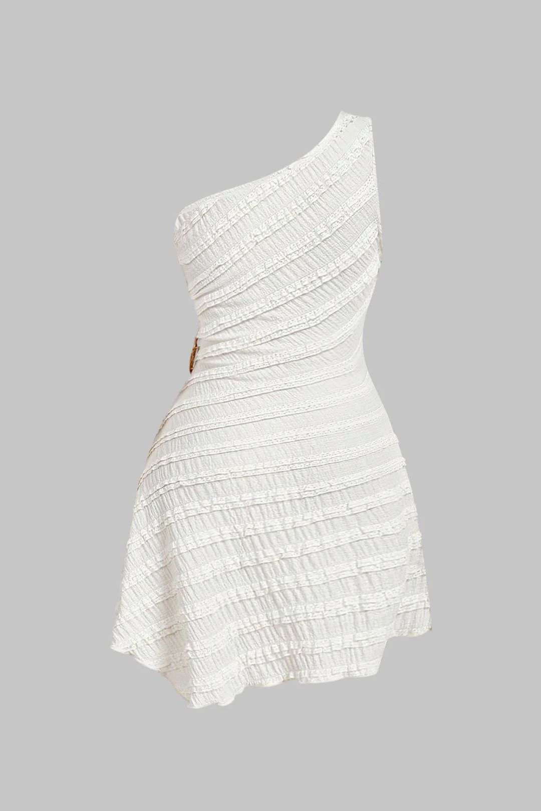 Plus Size Metallic Decor One Shoulder Sleeveless Mini Dress - Image 2