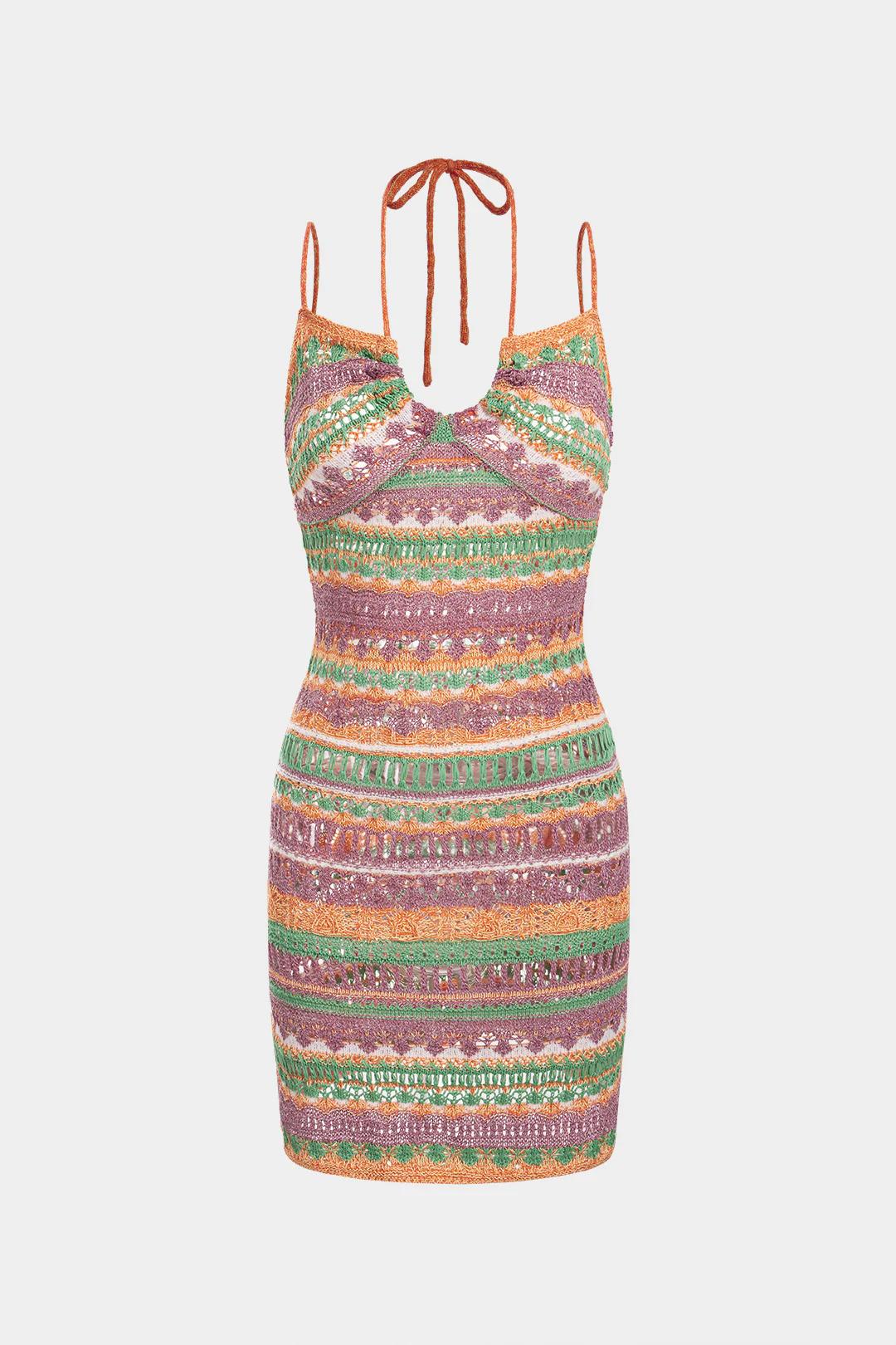 Knit Hollow Out Tie-Up Sleeveless Mini Dress