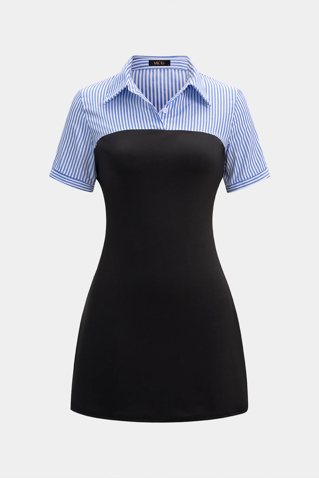Contrast Stripes Print Short Sleeve Mini Dress
