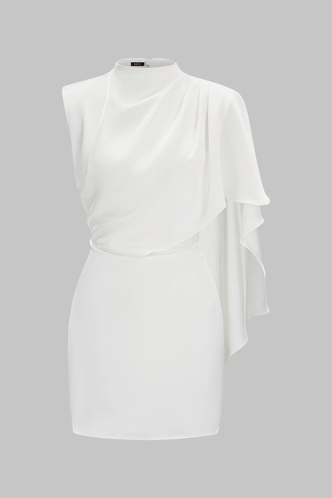 Satin Asymmetrical Ruched Zipper Sleeveless Mini Dress - Image 6