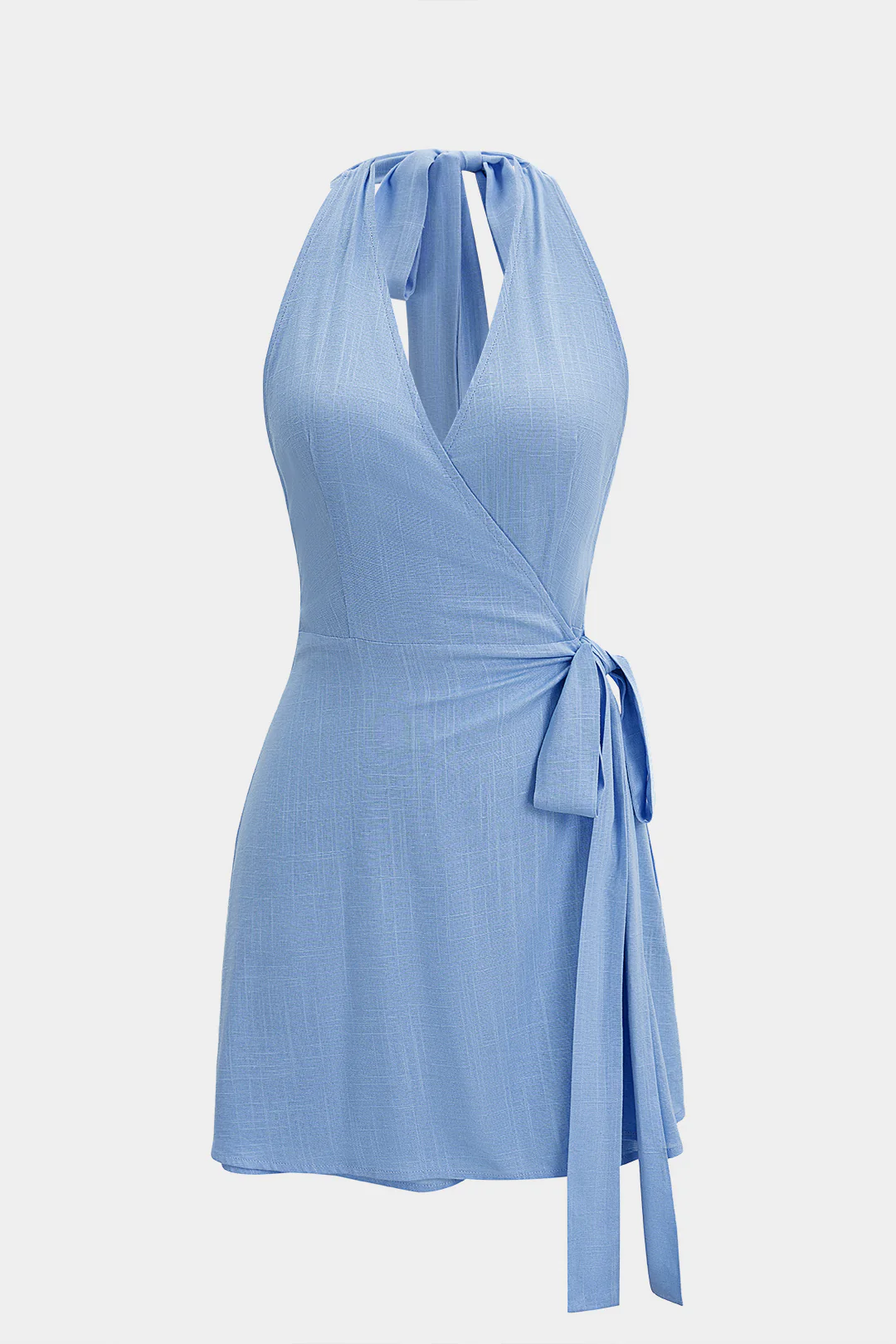 Halter V-Neck Backless Tie-Up Sleeveless Midi Dress