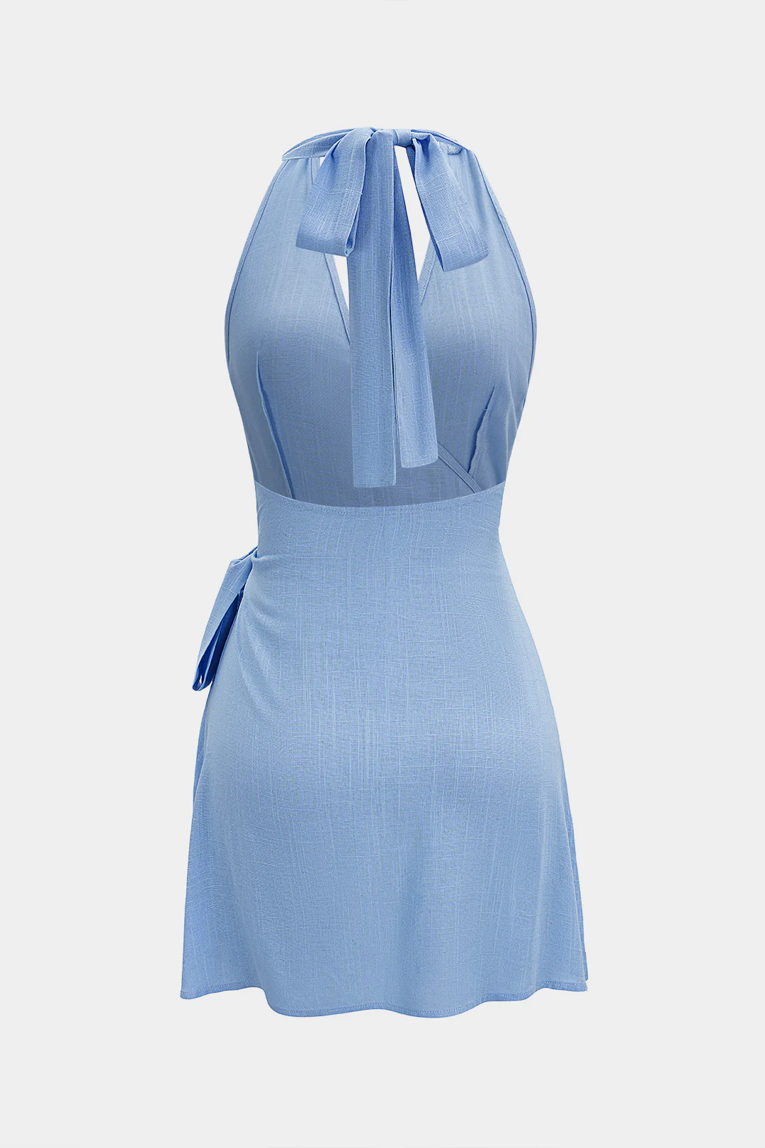 Halter V-Neck Backless Tie-Up Sleeveless Midi Dress - Image 2