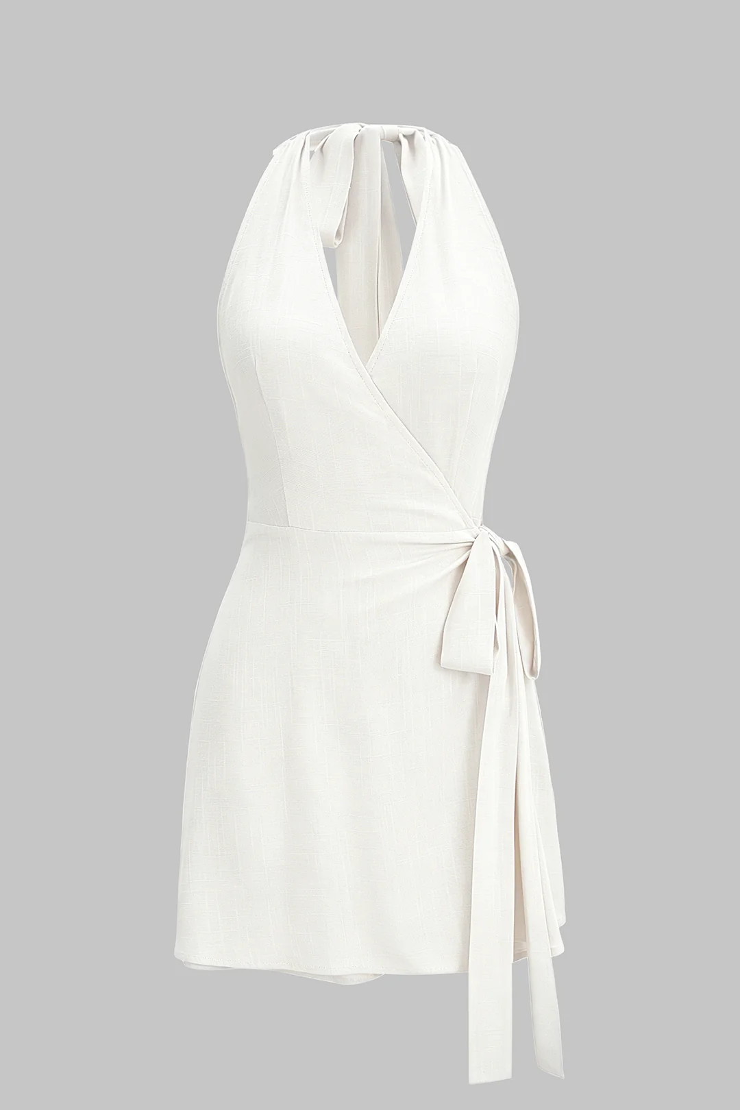 Halter V-Neck Backless Tie-Up Sleeveless Midi Dress - Image 4