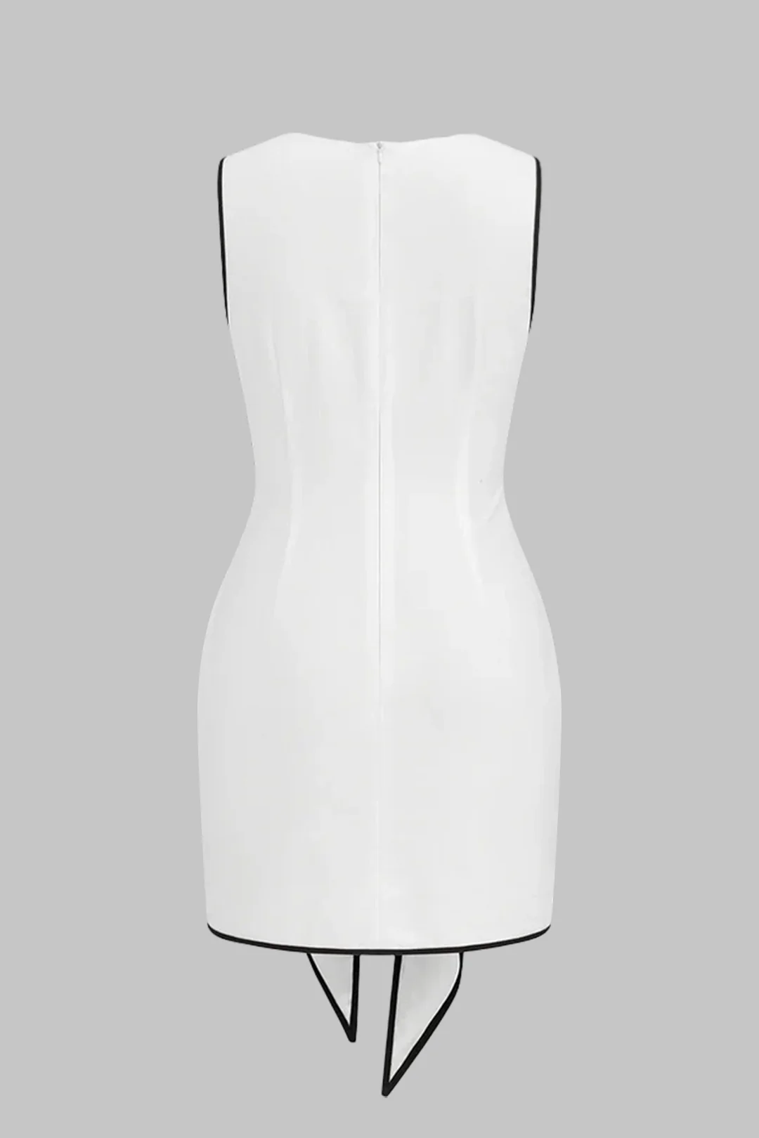 Contrast Binding Round Neck Tie Front Sleeveless Mini Dress - Image 3