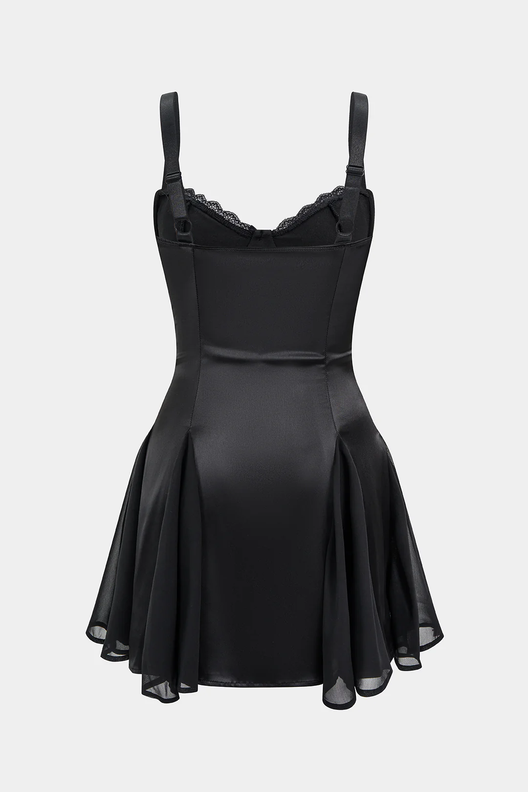 Satin Patchwork Lace Trim Sleeveless Mini Dress - Image 2