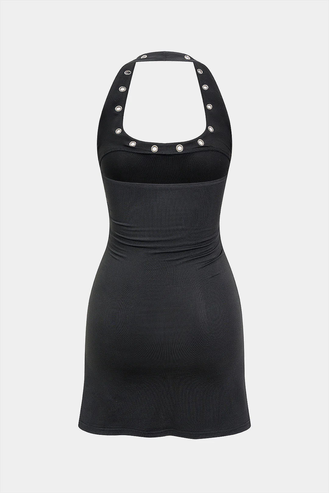 Halter Round Neck Eyelet Sleeveless Mini Dress - Image 2