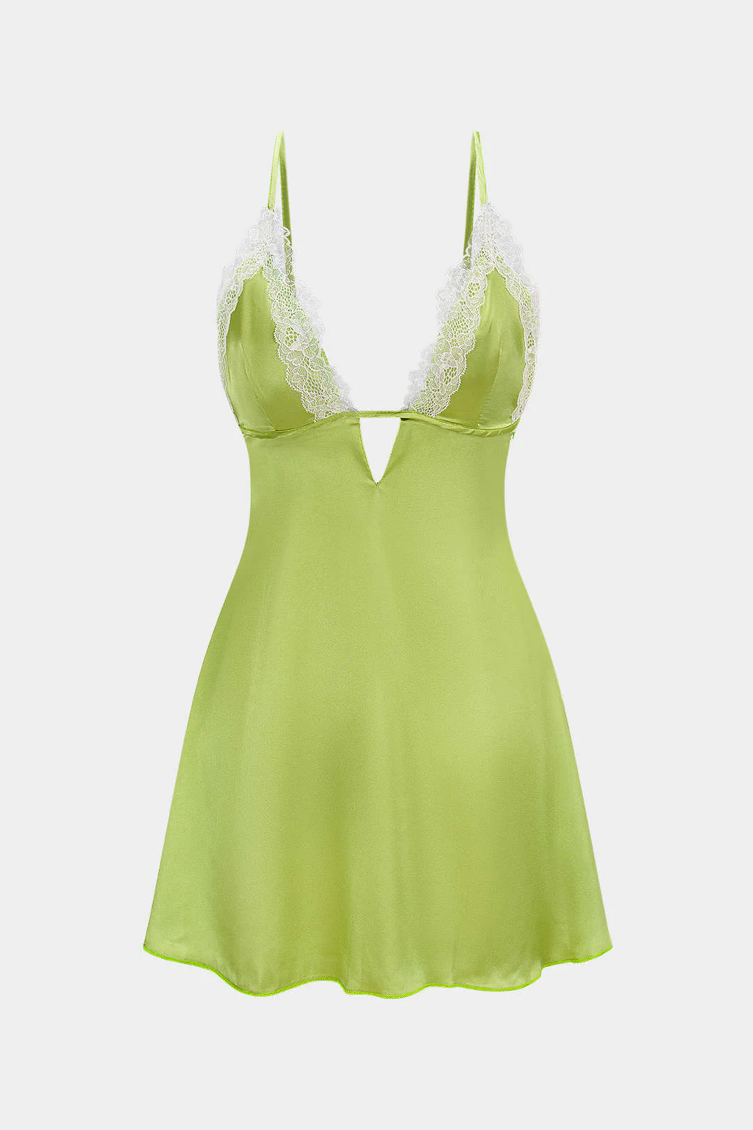 Satin Patchwork Lace Slip Sleeveless Mini Dress