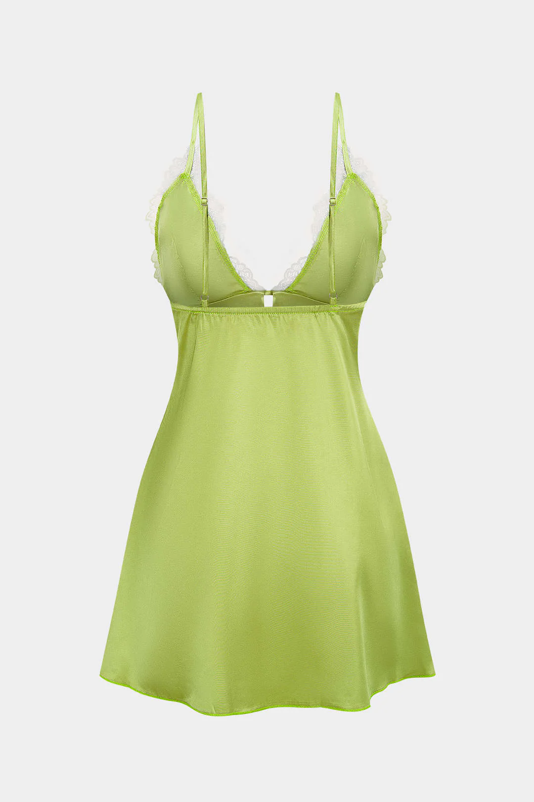Satin Patchwork Lace Slip Sleeveless Mini Dress - Image 2