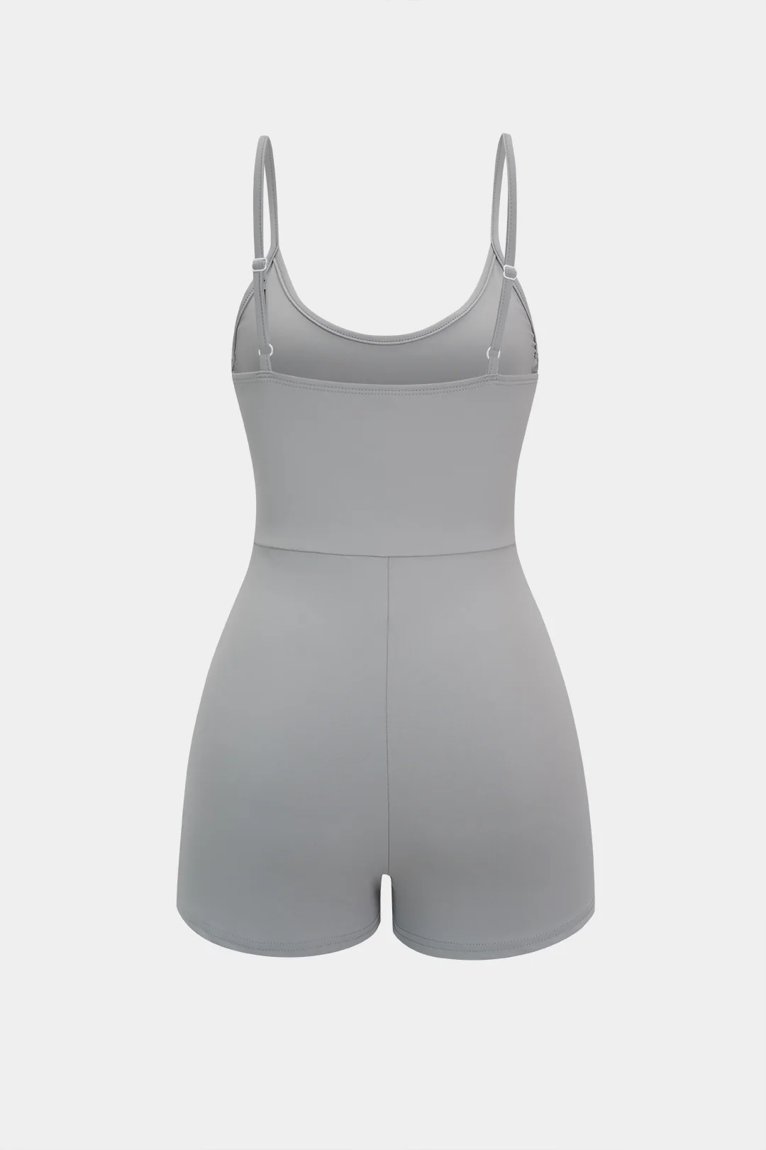 Solid Round Neck Asymmetrical Twist Knot Sleeveless Romper - Image 2