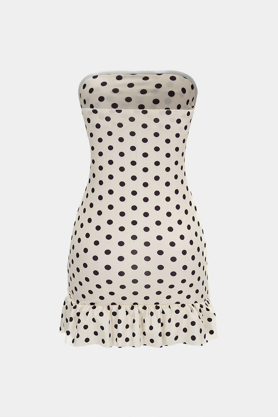 Polka Dots Print Satin Patchwork Strapless Tie-Up Sleeveless Mini Dress - Image 3