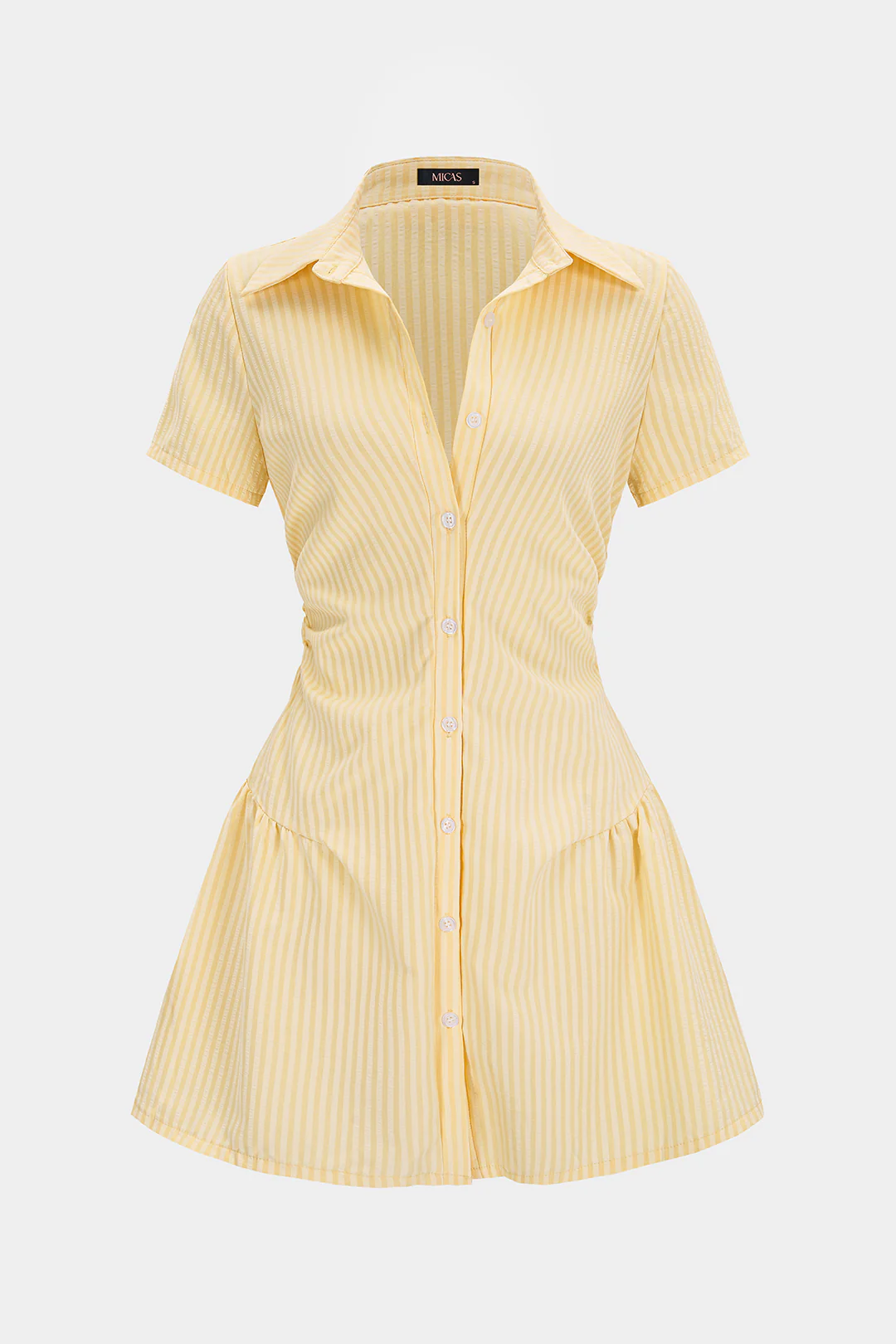 Stripes Print V-Neck Short Sleeve Mini Dress