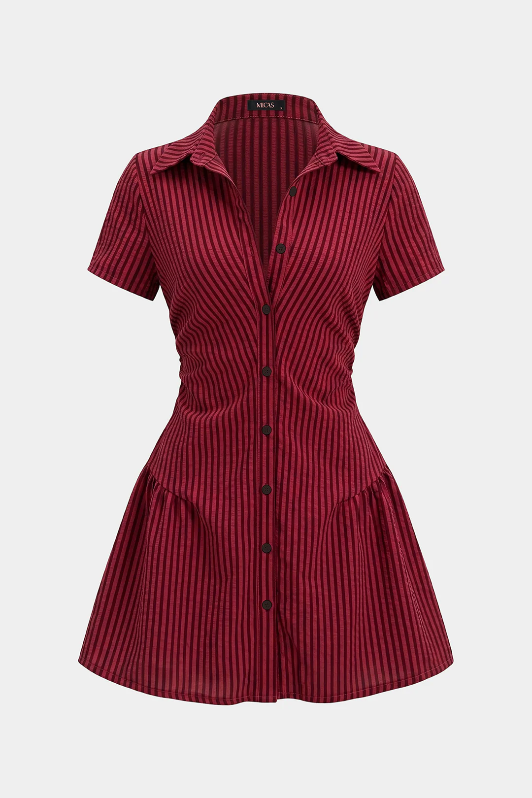 Stripes Print V-Neck Short Sleeve Mini Dress - Image 10
