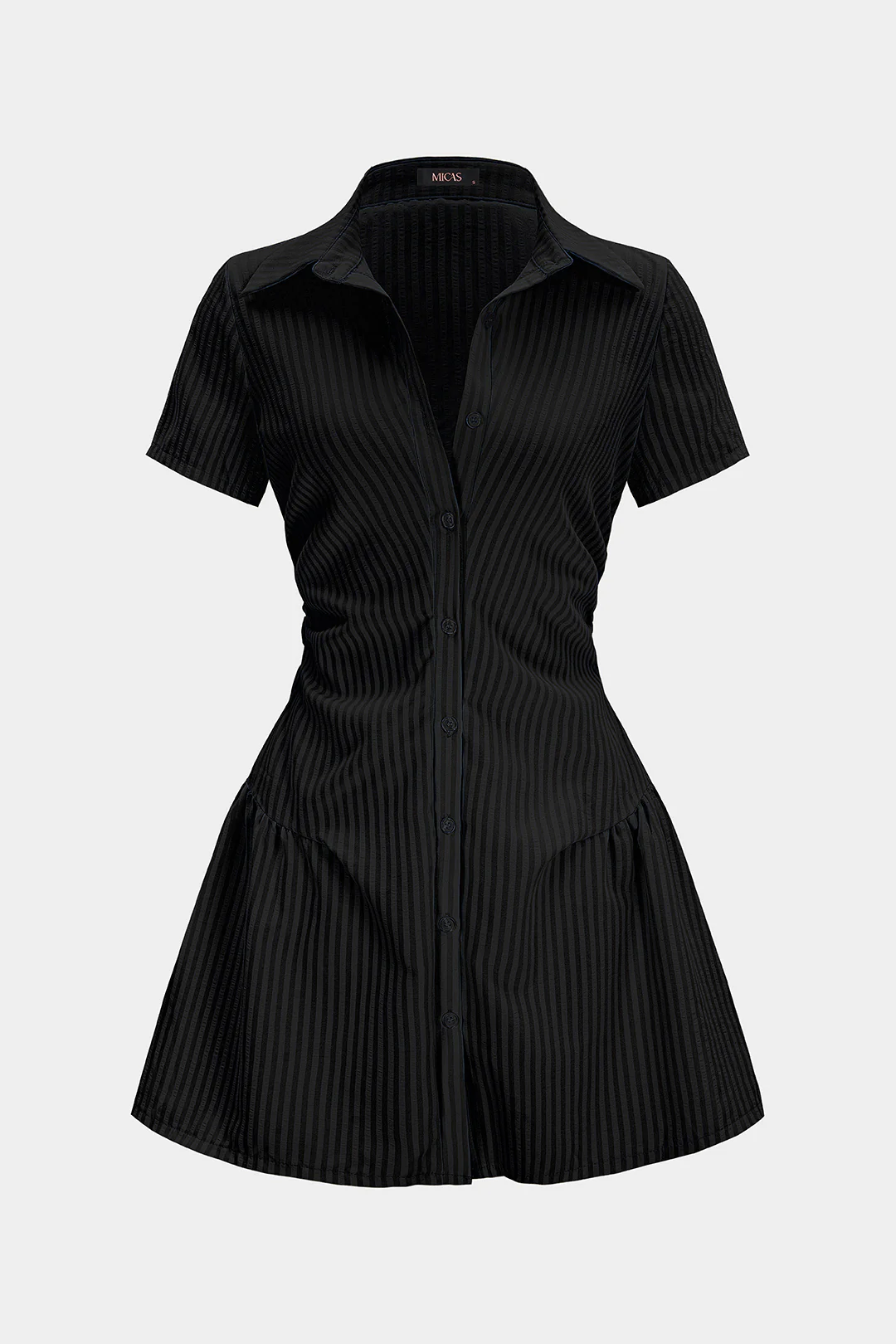 Stripes Print V-Neck Short Sleeve Mini Dress - Image 7
