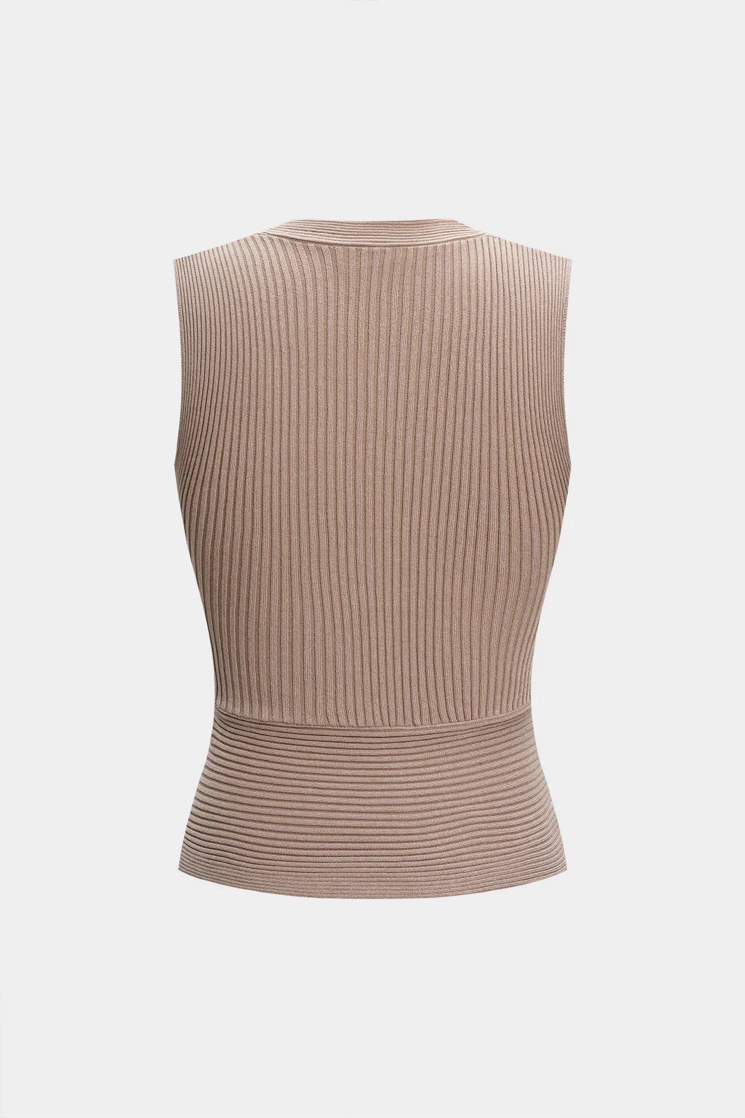 Knit Solid V-Neck Tank Top - Image 2