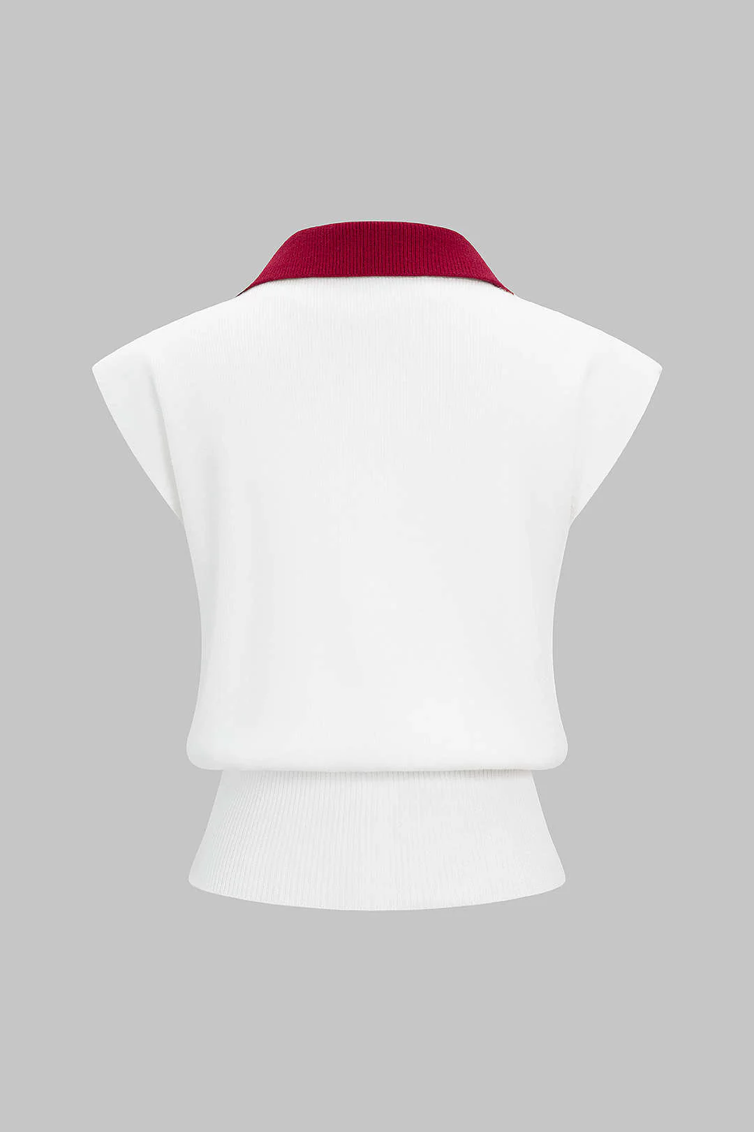 Knit Contrast Metallic Decor Cut Out Tank Top - Image 2
