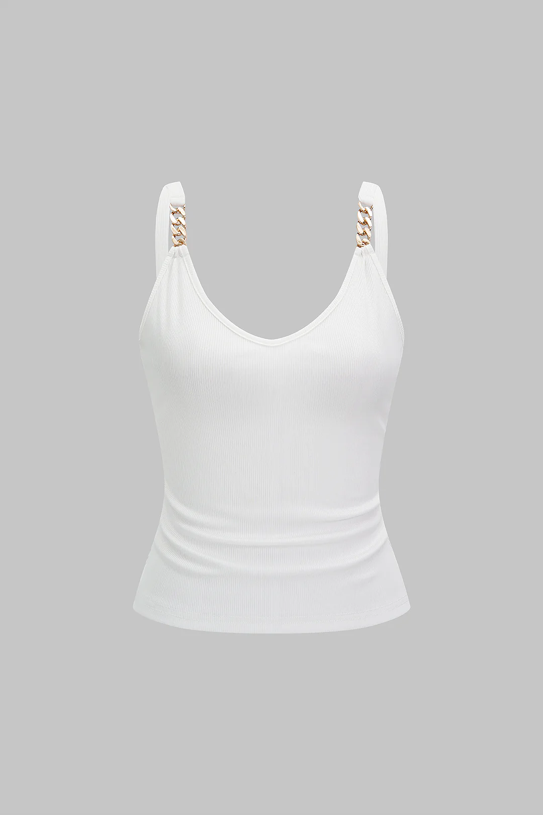 Knit V-Neck Metallic Backless Tank Top
