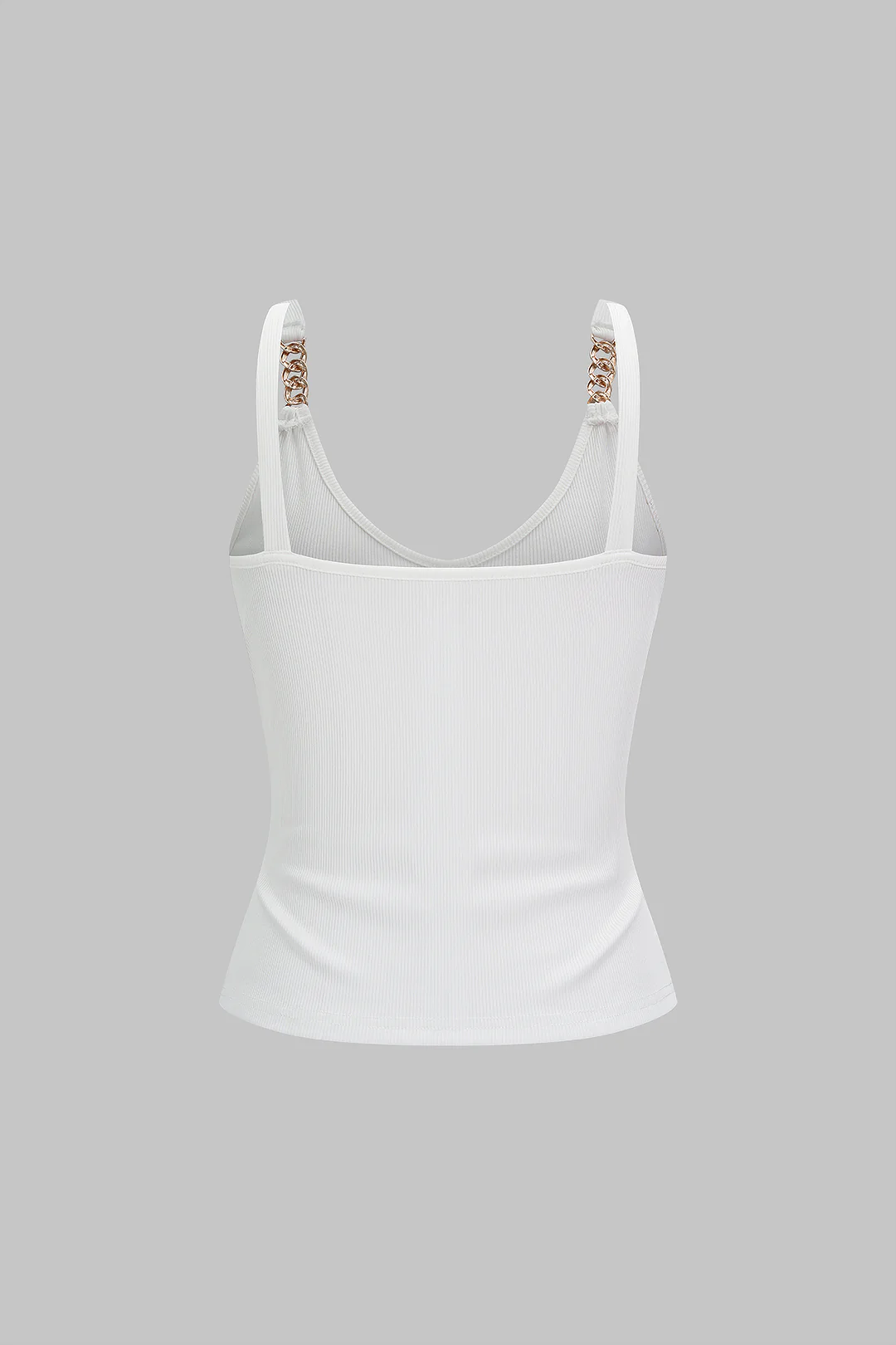 Knit V-Neck Metallic Backless Tank Top - Image 2