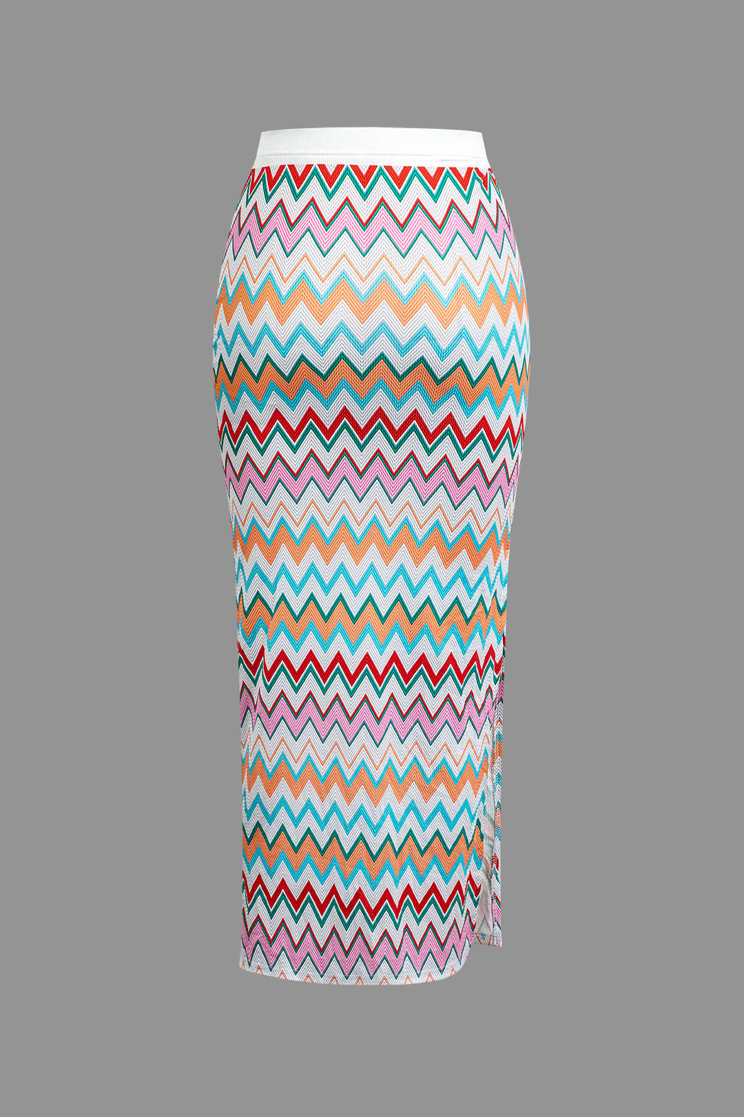 Contrast V-neck Crop Knit Tank Top And Split Maxi Skirt Set - Image 6