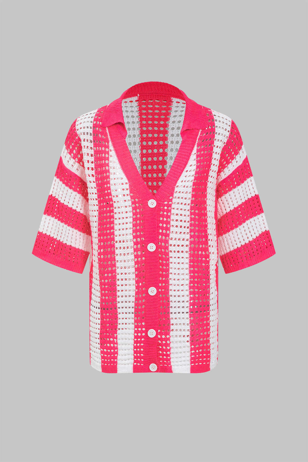 Stripe Knit Hollow Out Shorts Set - Image 3