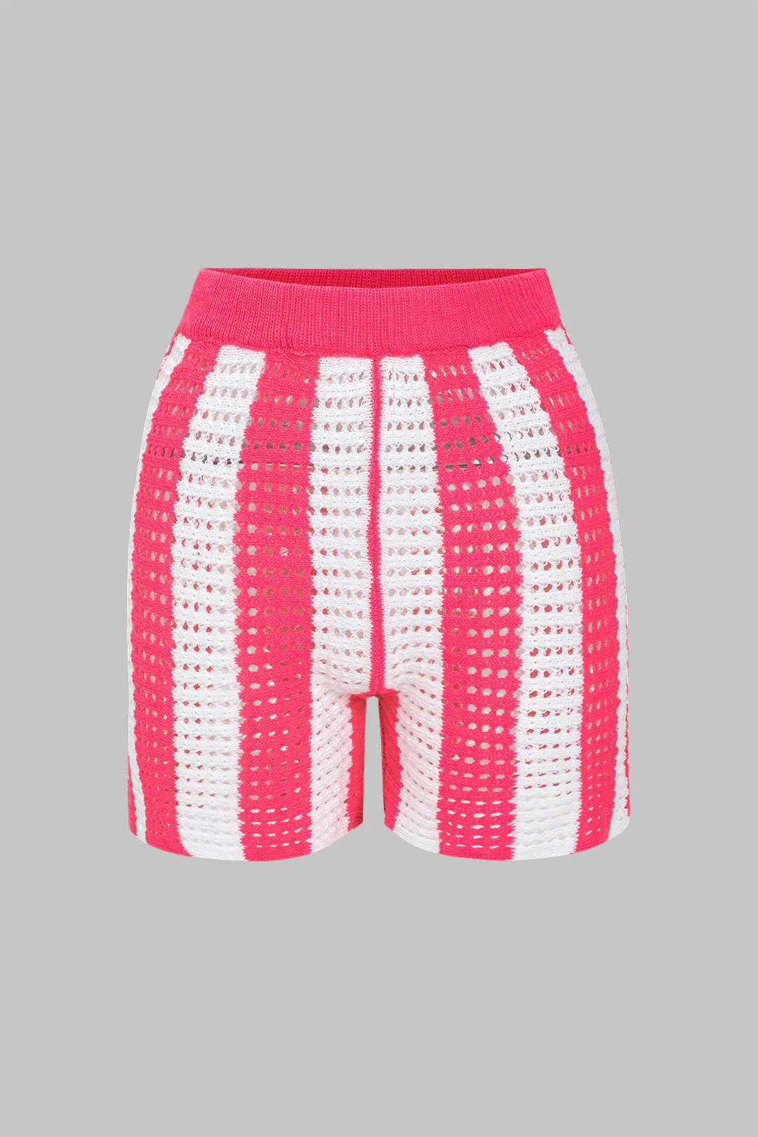 Stripe Knit Hollow Out Shorts Set - Image 5