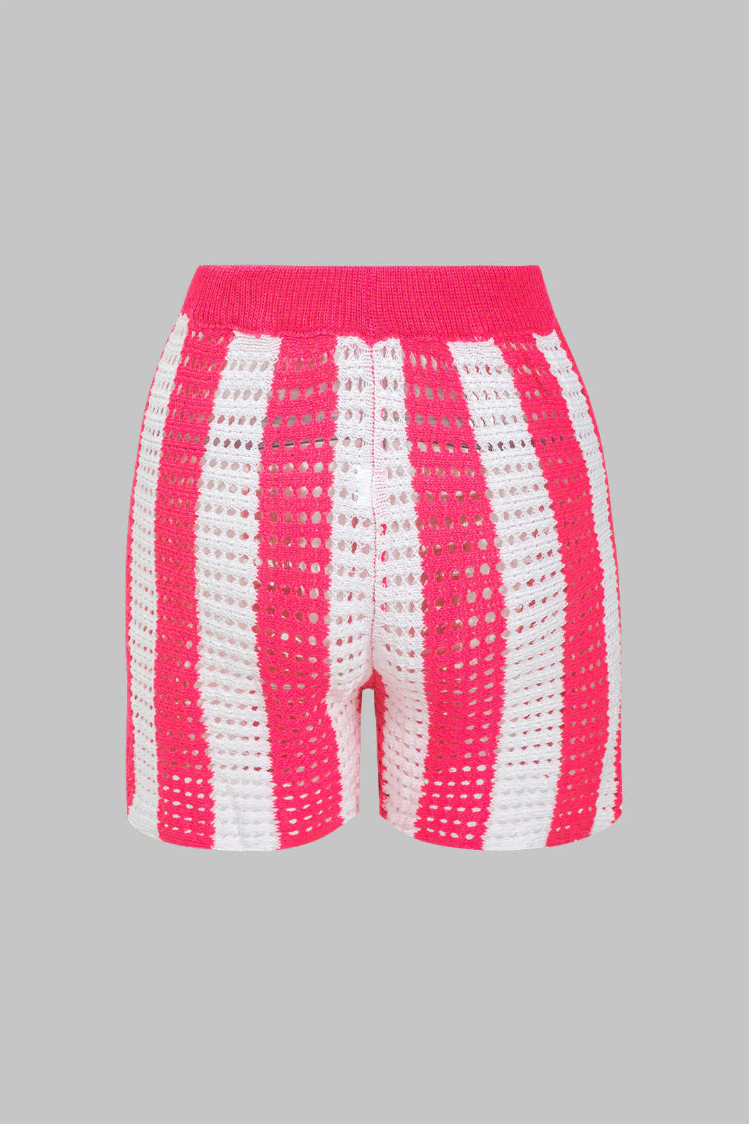 Stripe Knit Hollow Out Shorts Set - Image 6
