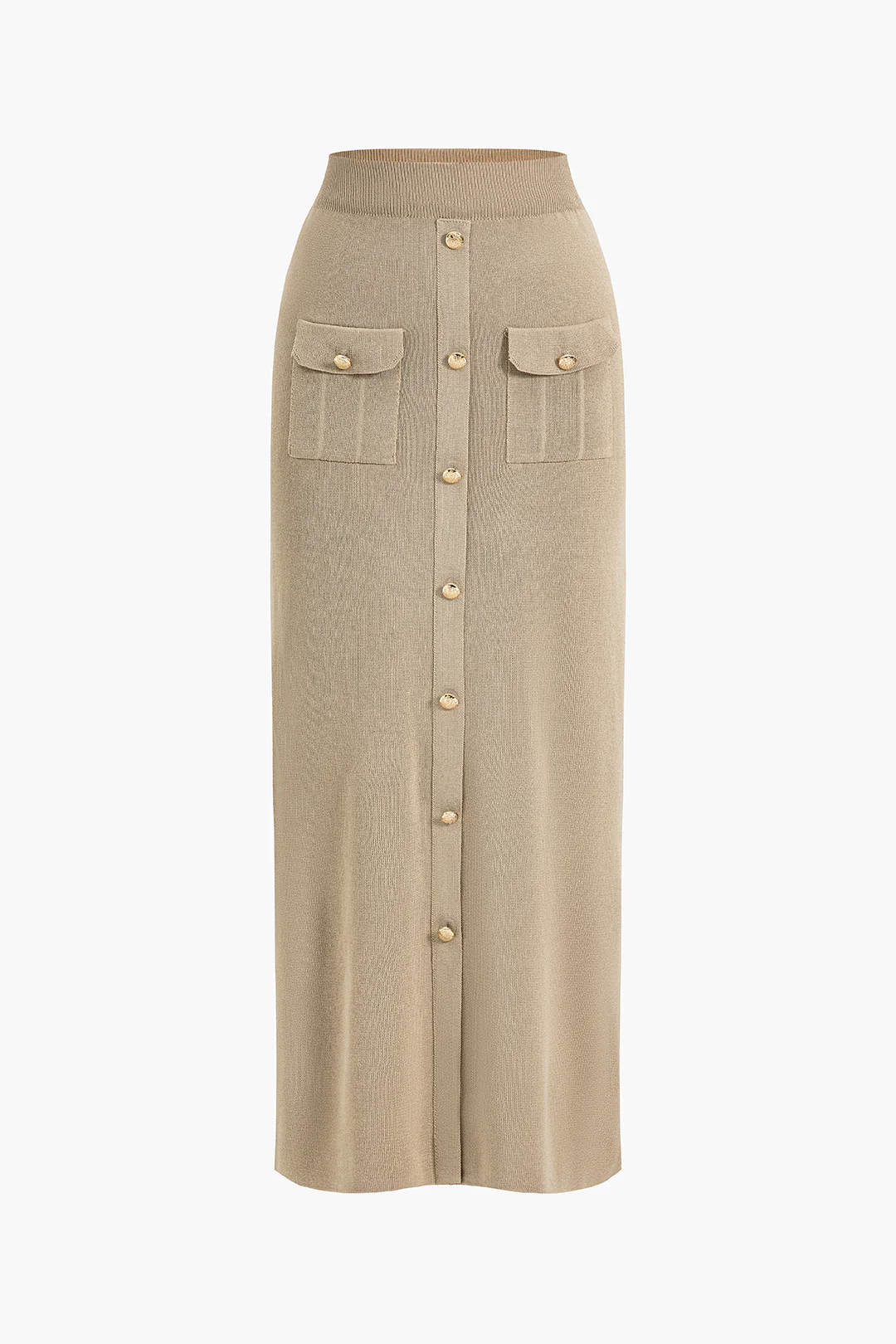 Cropped Button-Up Knit Top And Maxi Skirt Set - Image 5