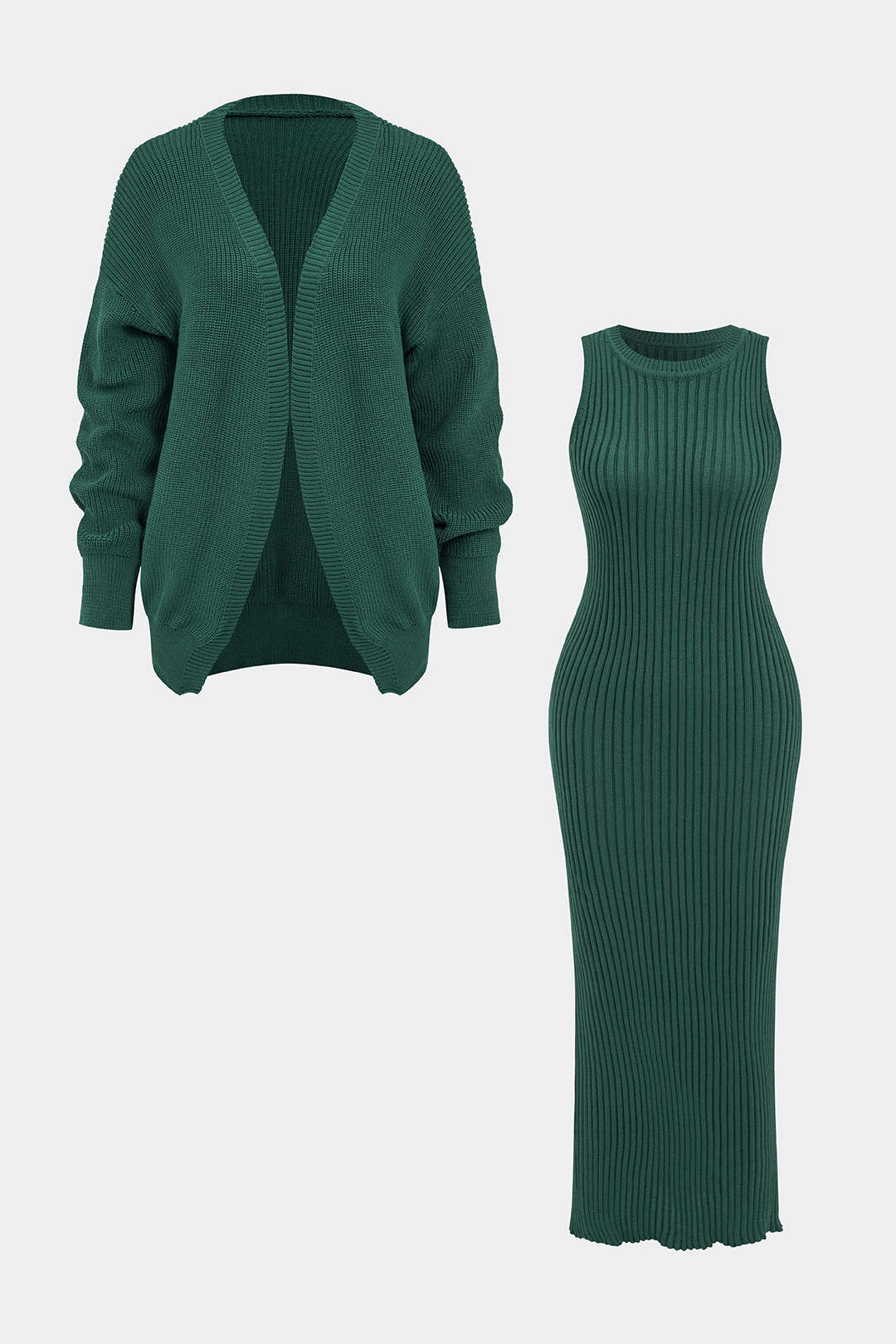 Ribbed Knit Dress And Cardigan Set - Image 7