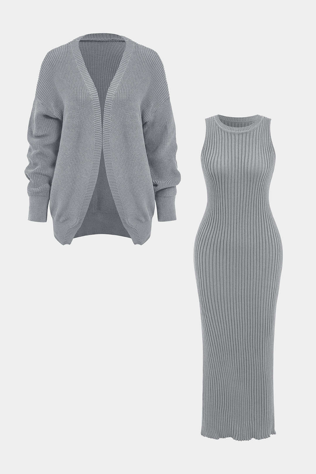 Ribbed Knit Dress And Cardigan Set - Image 9
