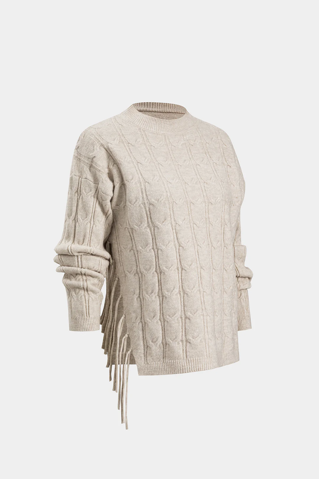 Cable Knit Fringe Long-Sleeve Top And Skirt Set - Image 7