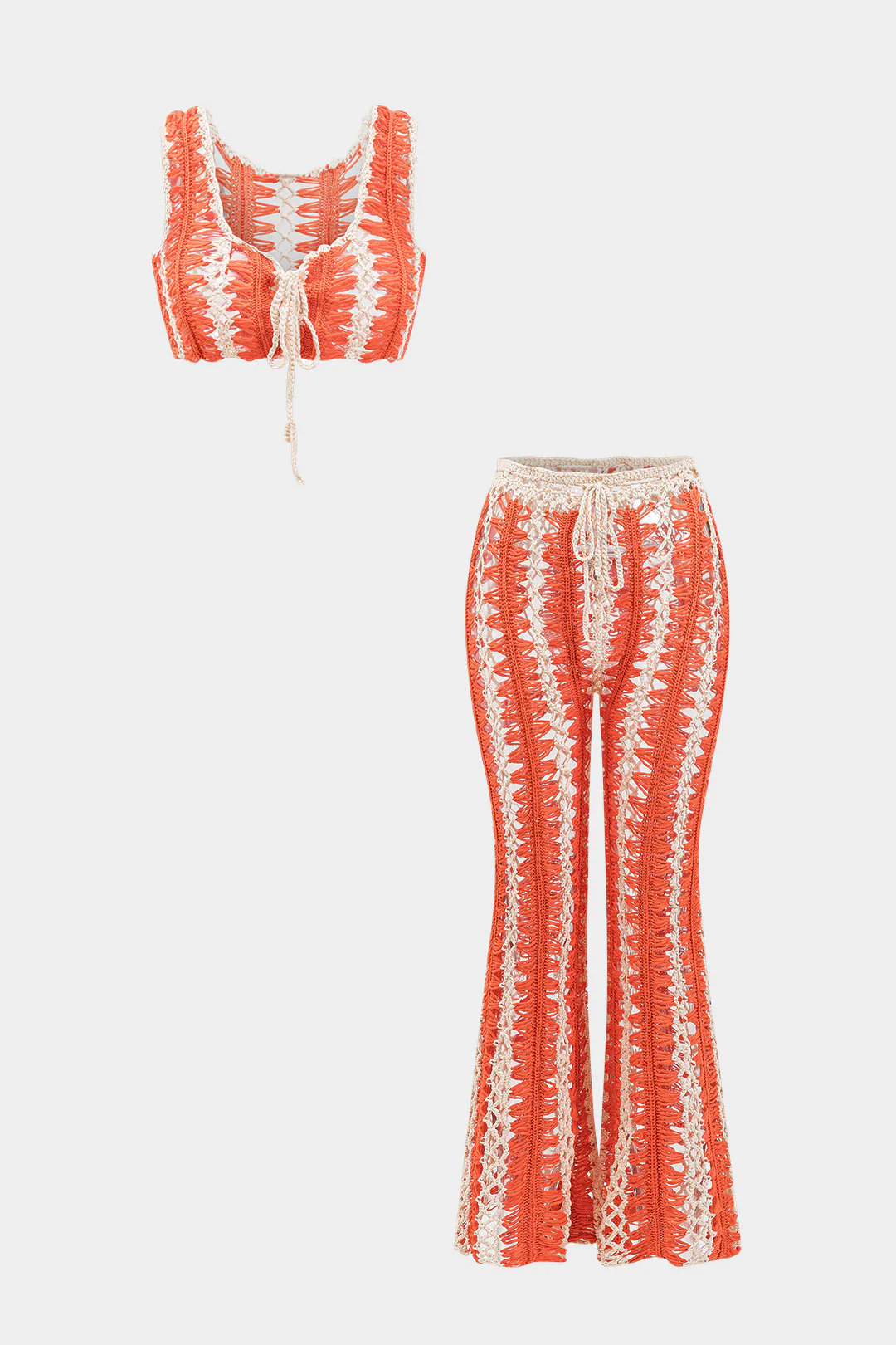Knit Cut Out Tank Top And Pants Set