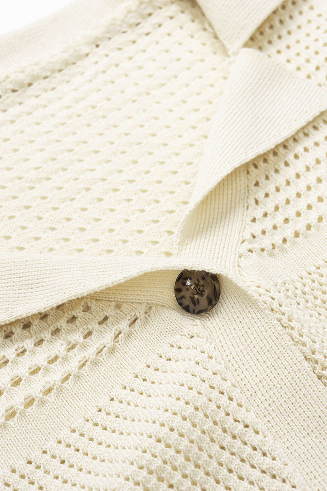 Knit Hollow Out Lapel V-Neck Short Sleeve Cover Up Set - Image 3