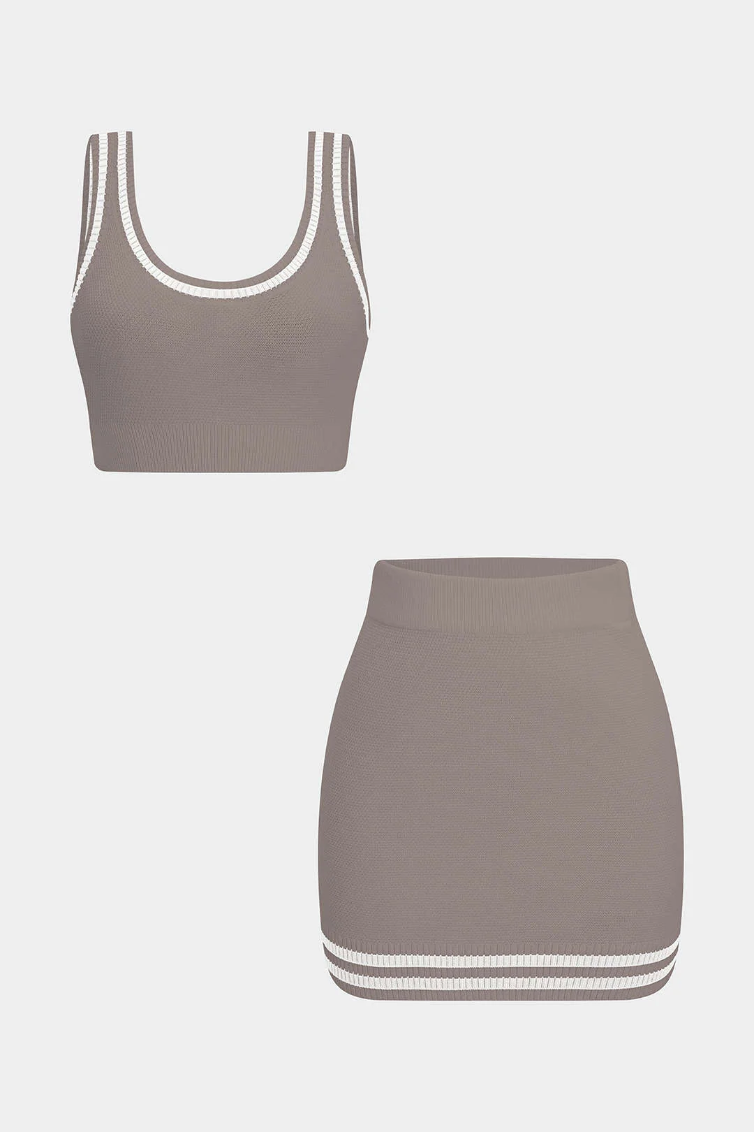 Contrast Knit Cami Top And Skirt Set - Image 5