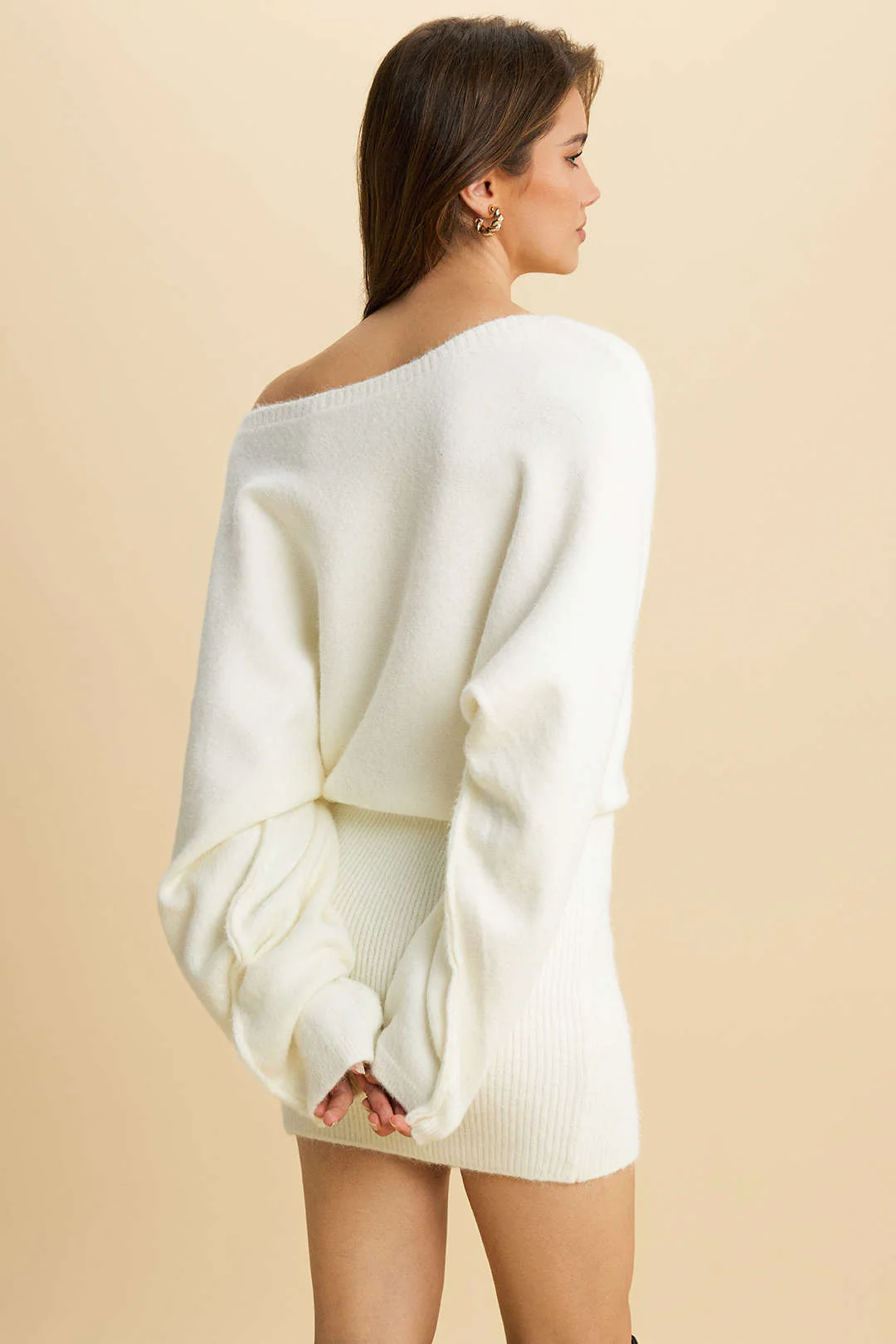 Knit One Shoulder Long Sleeve Mini Dress - Image 7